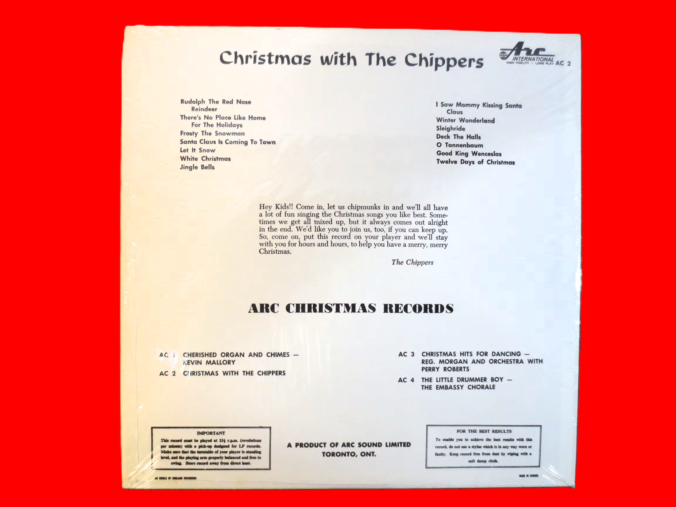 The CHIPPERS, Sing at Xmas, Vintage Album, 1967 Record, Vinyl Lp