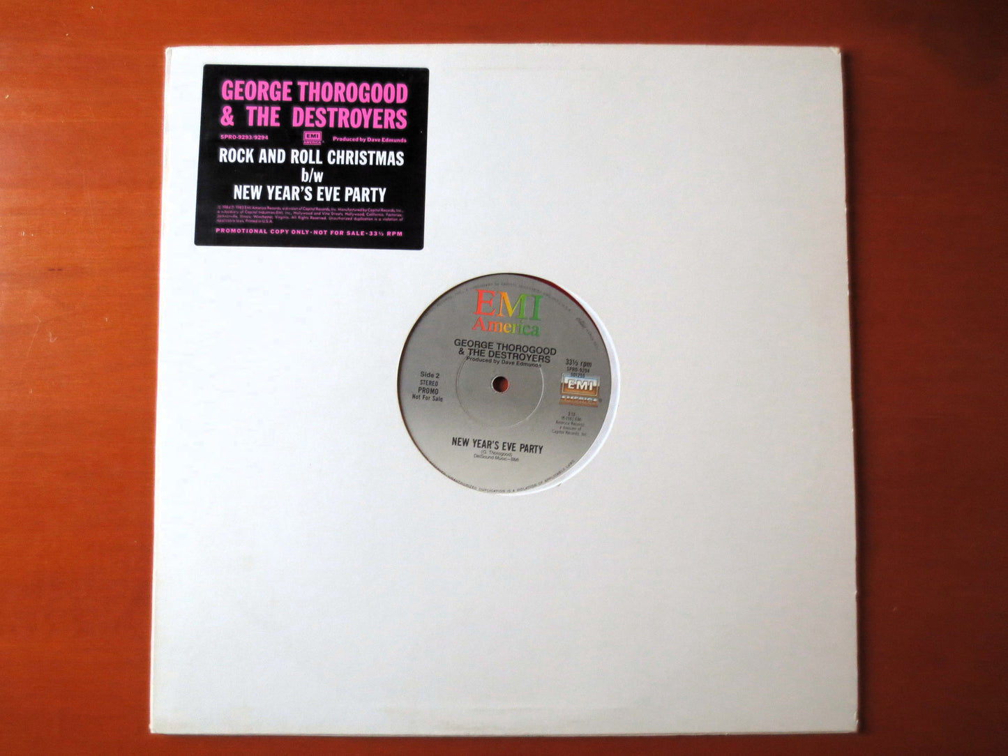GEORGE THOROGOOD, Rock and Roll Christmas, RED Vinyl, 1983 Promo Copy