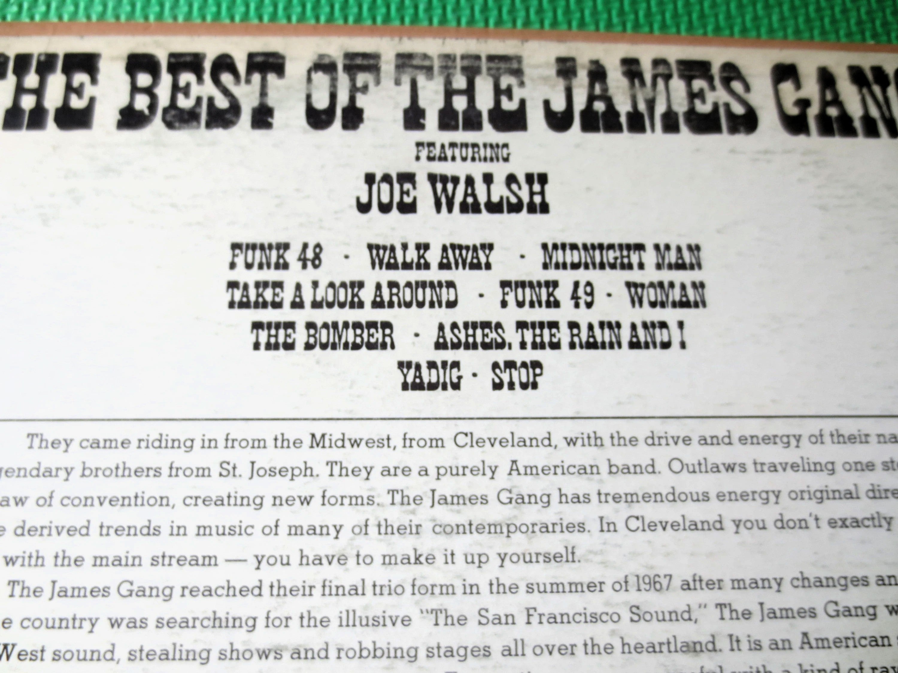 The JAMES GANG, Greatest Hits, Vintage Album, 1973 Record, Vinyl Lp