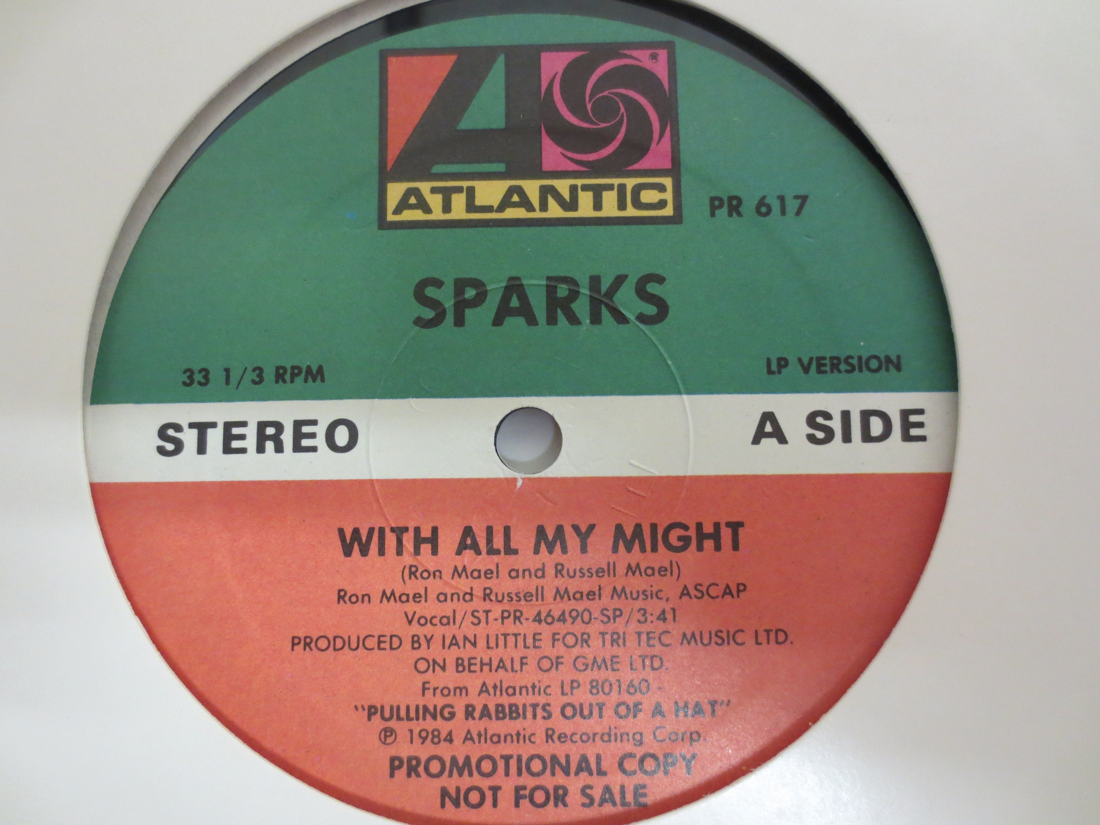 Sparks – With All My Might (1984) Vinyl 12" EP – Promo