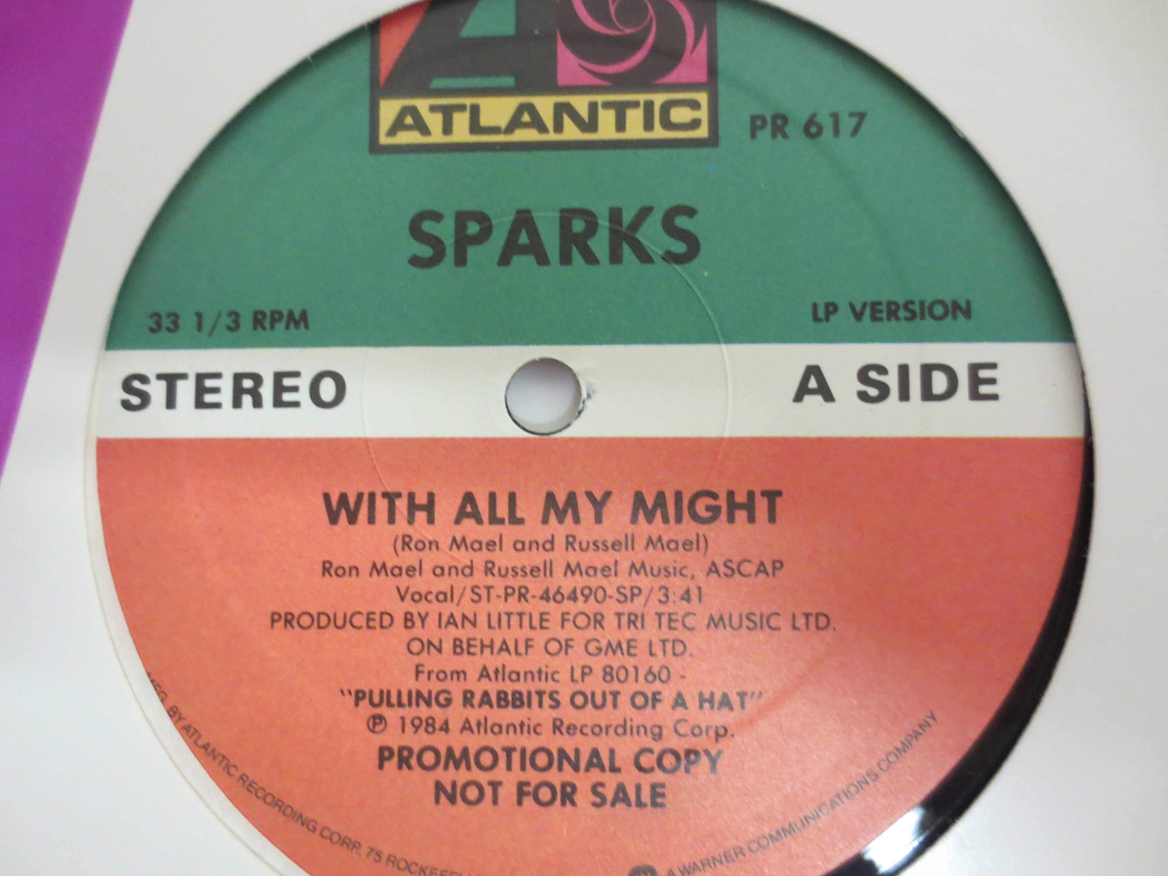 Sparks – With All My Might (1984) Vinyl 12" EP – Promo