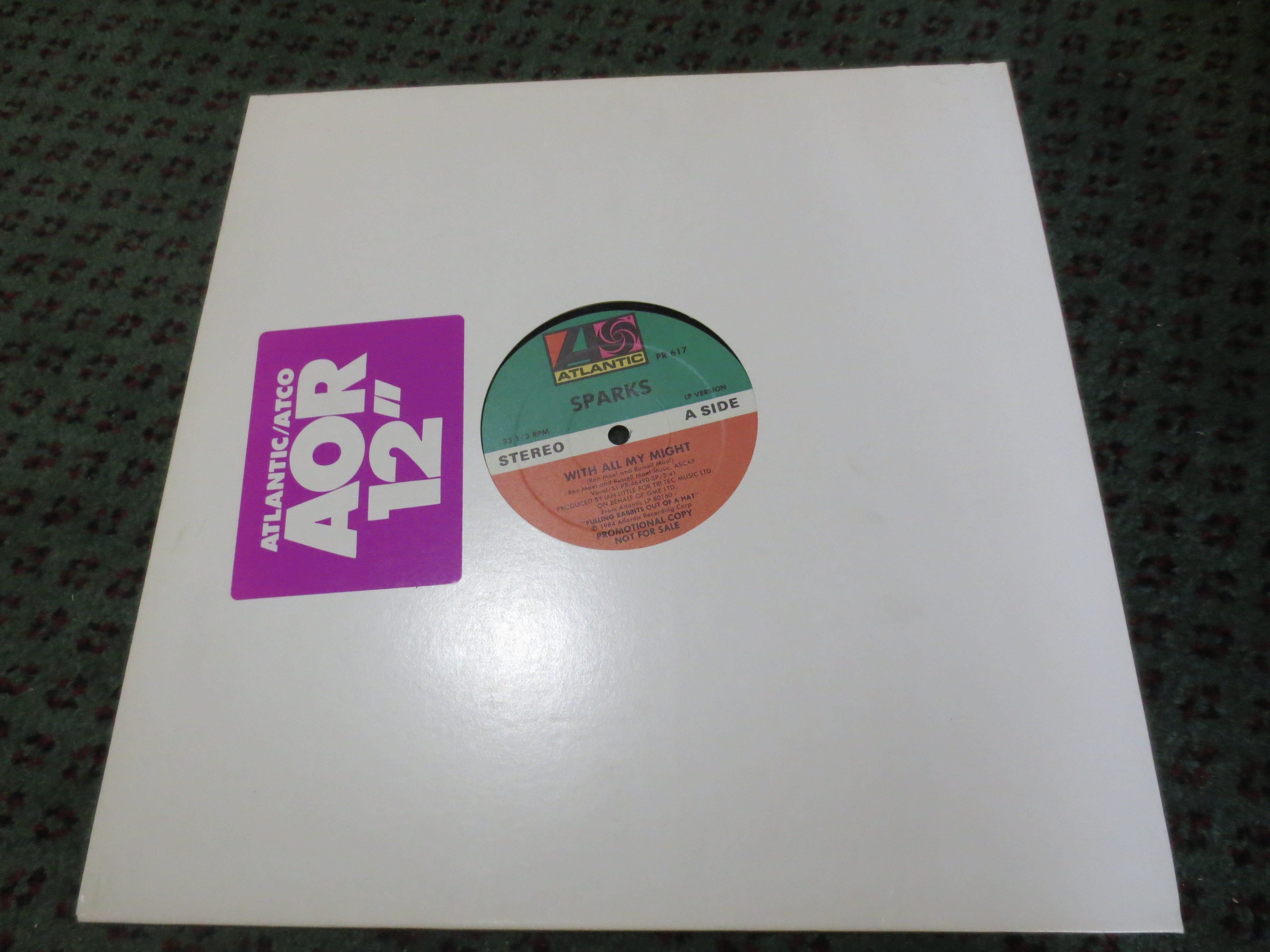 Sparks – With All My Might (1984) Vinyl 12" EP – Promo