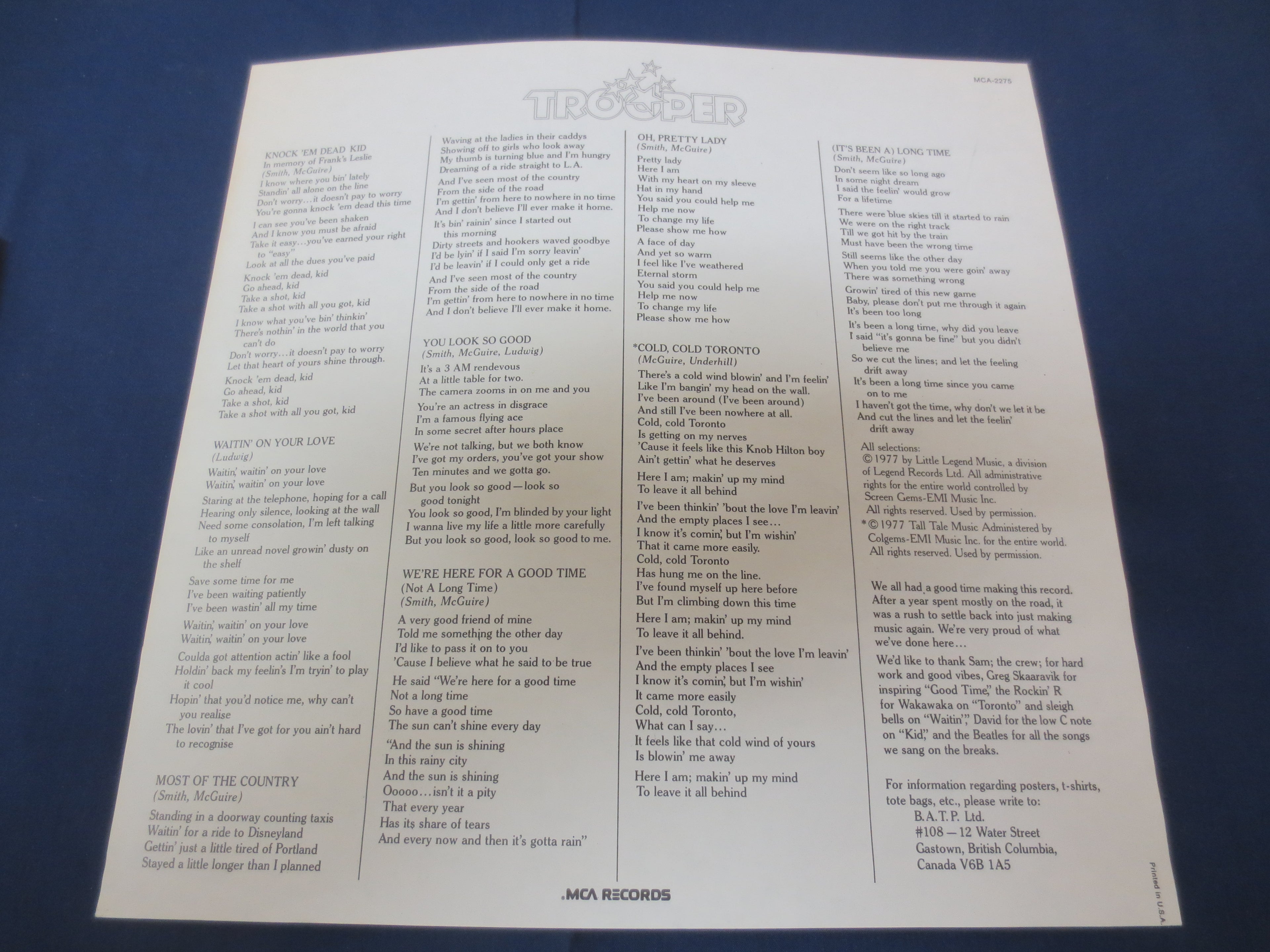 Trooper – Knock 'Em Dead Kid (1977) Vinyl LP