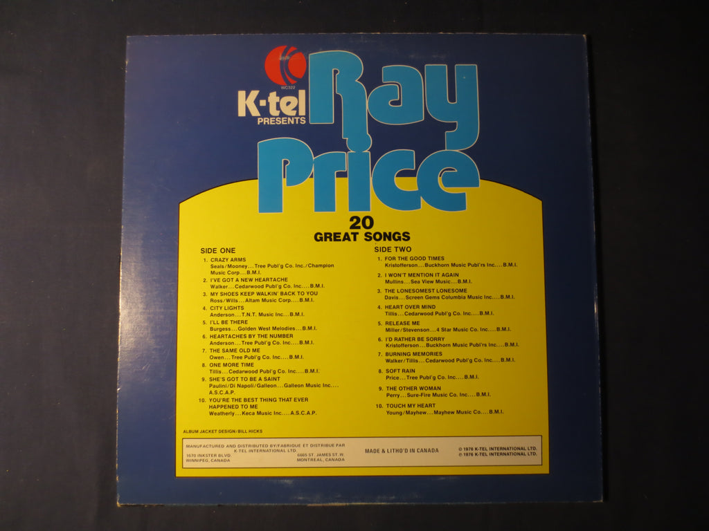 Ray Price – 20 Greatest Songs (1976) Vinyl LP