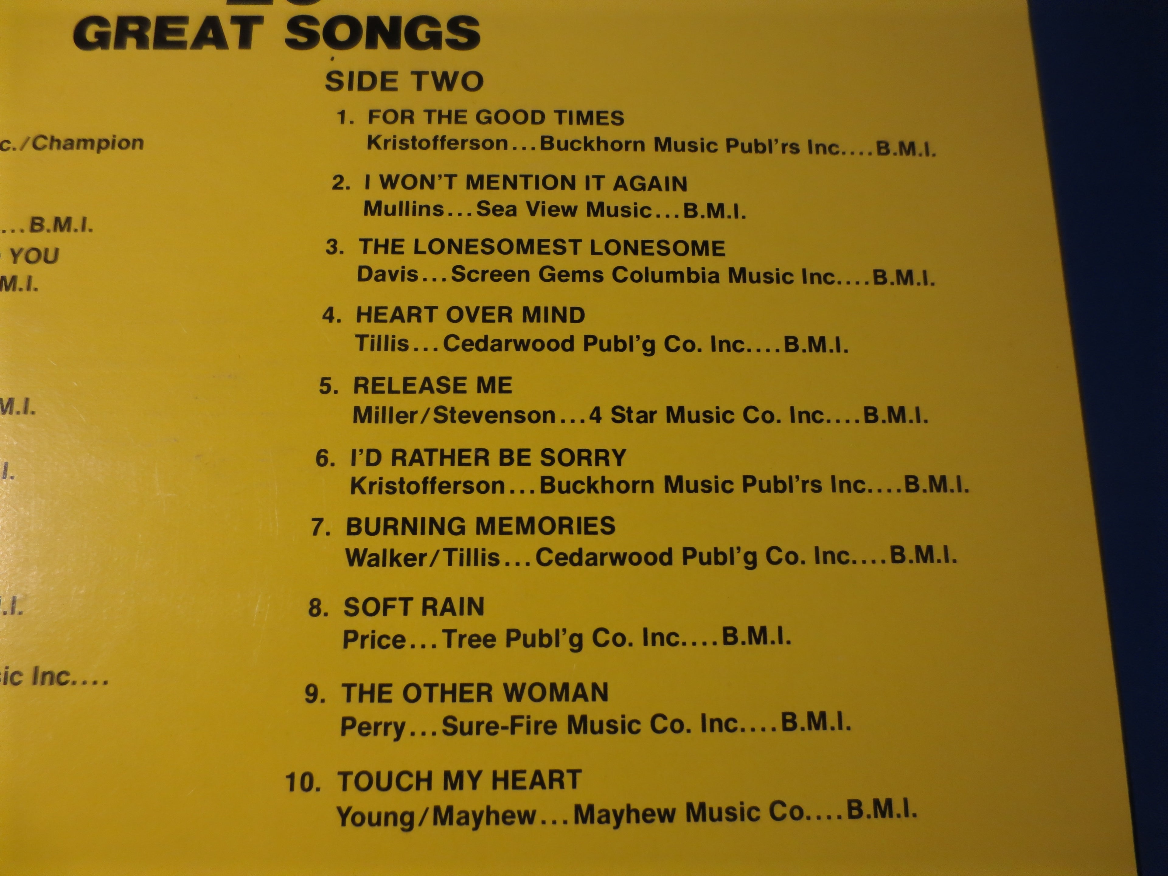 Ray Price – 20 Greatest Songs (1976) Vinyl LP