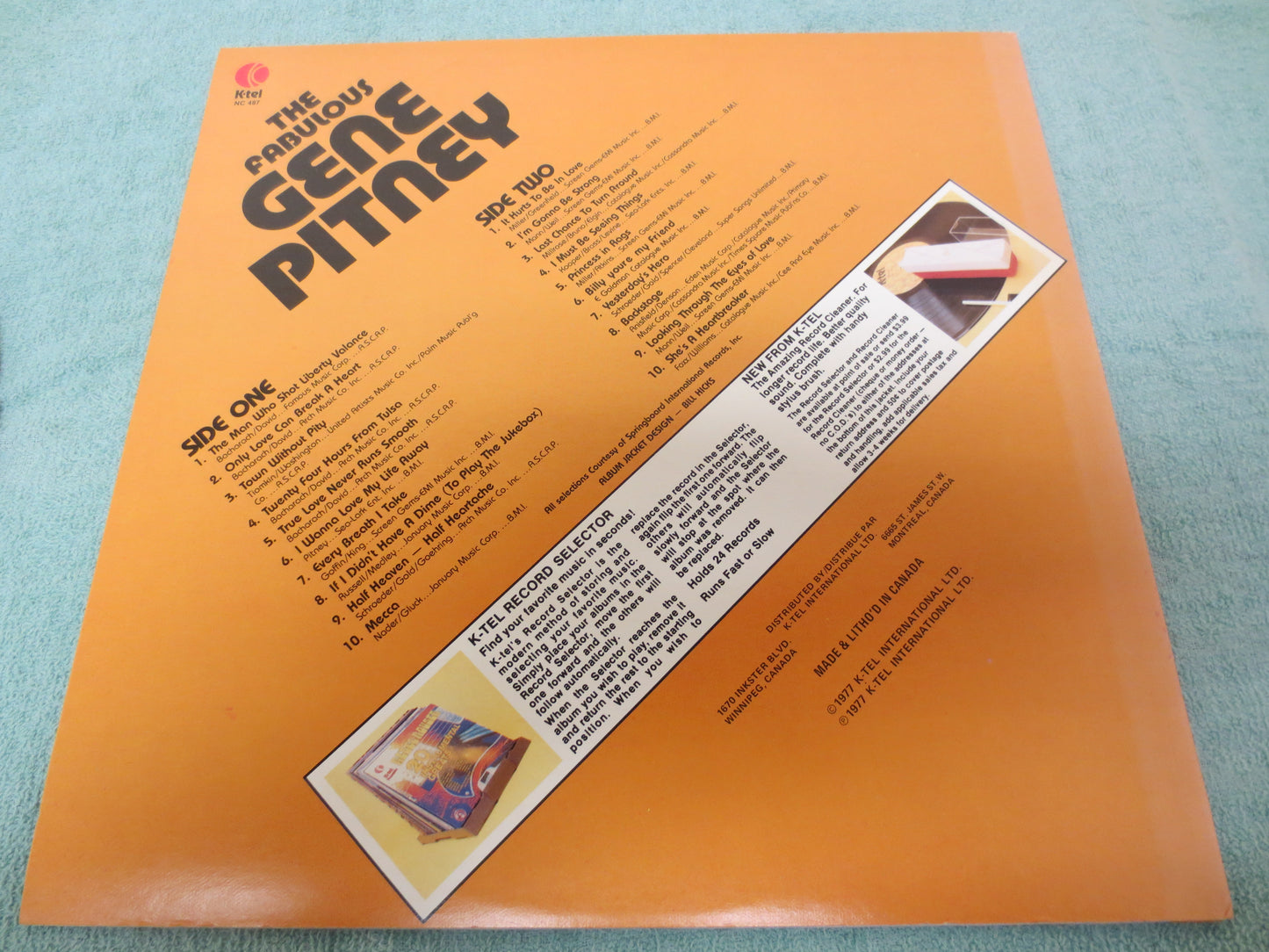 GENE PITNEY, The FABULOUS, K-Tel Records, Vintage Vinyl, Gene Pitney Vinyl, Gene Pitney Albums, Vinyl, 1977 Records