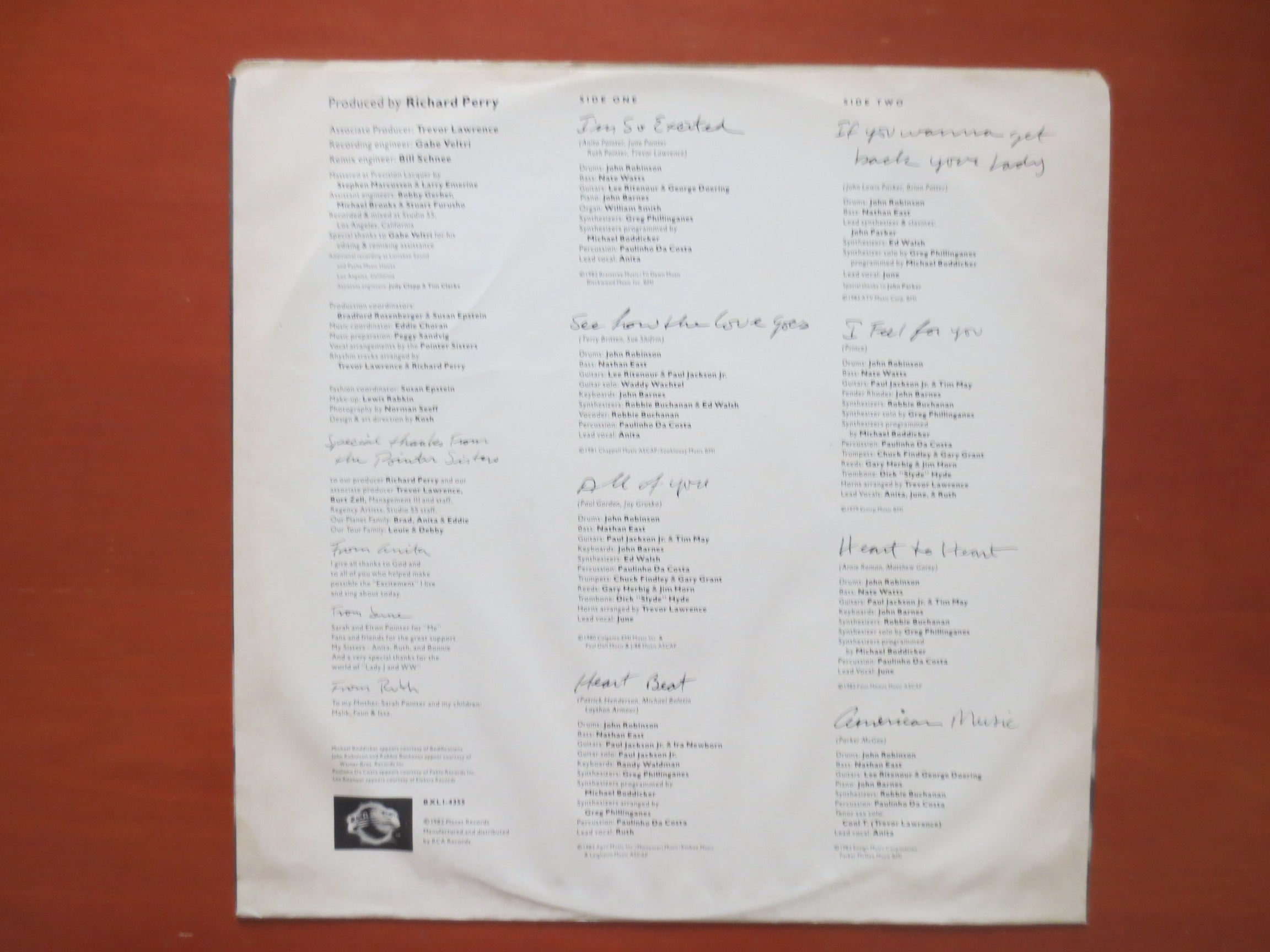 The Pointer Sisters – So Excited (1982) Vinyl LP