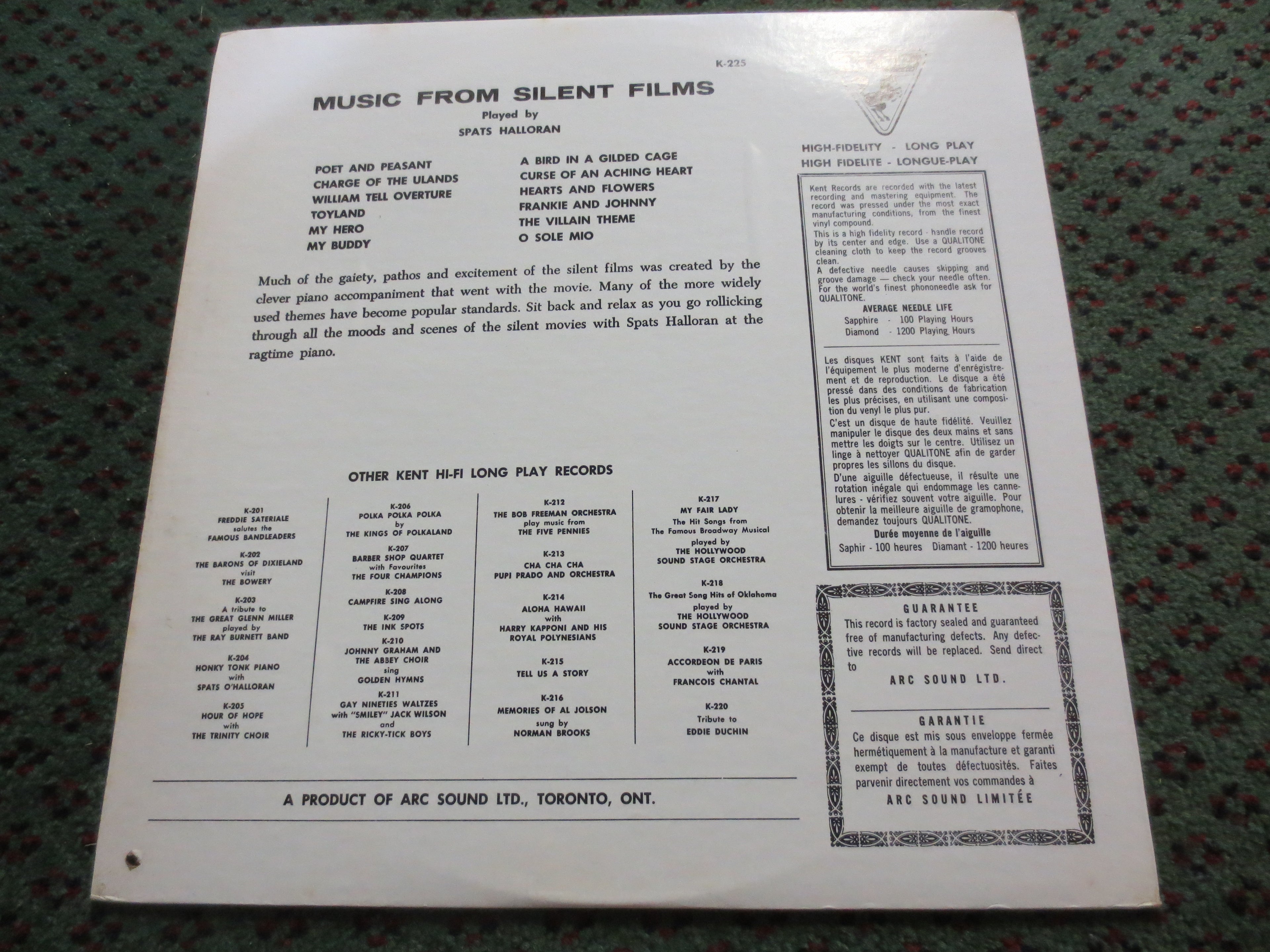 Spats Halloran – Music from the Silent Films (1960s) Vinyl LP