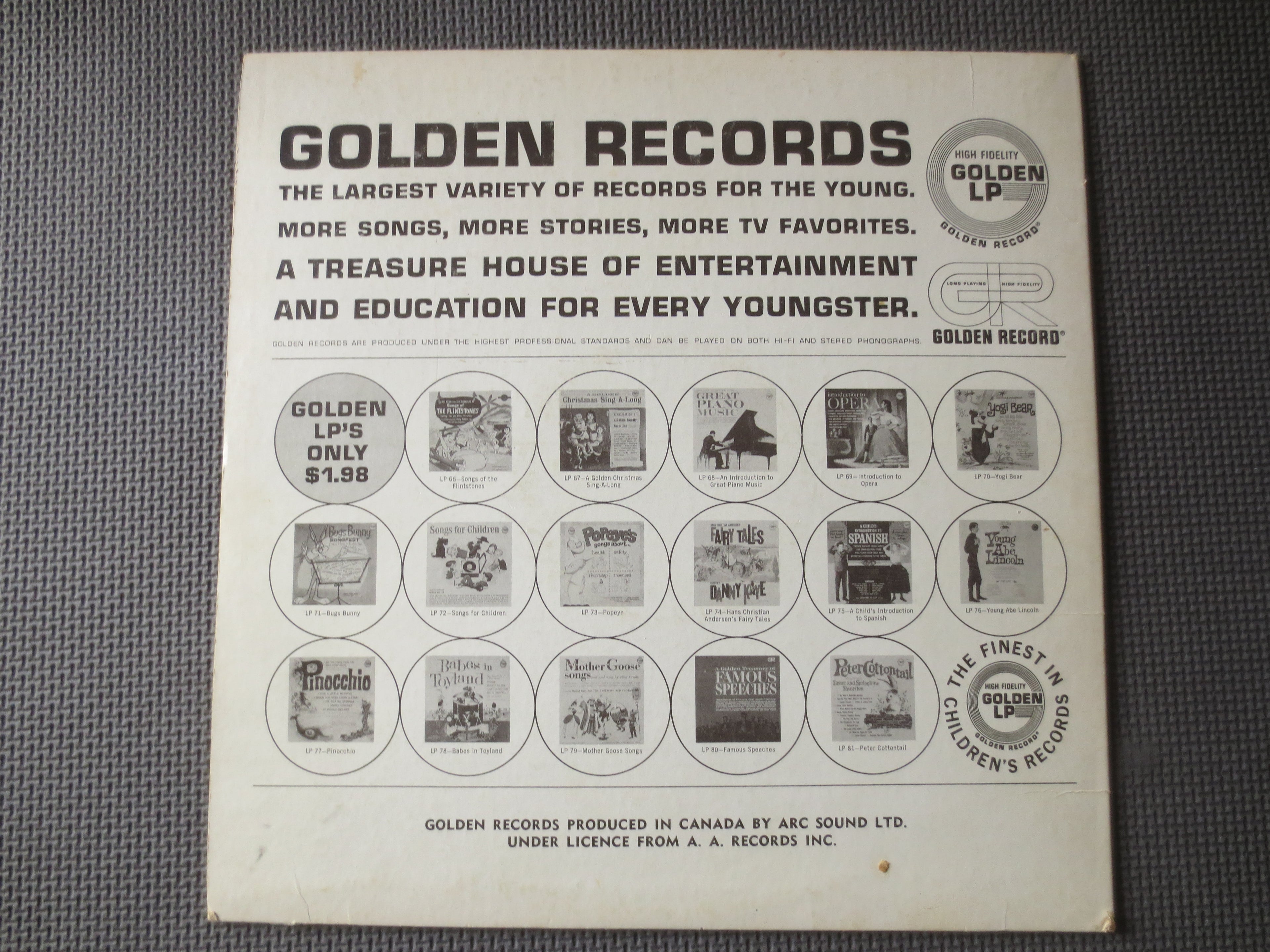 Captain Kangaroo featuring Bob Keeshan (1958) Vinyl LP