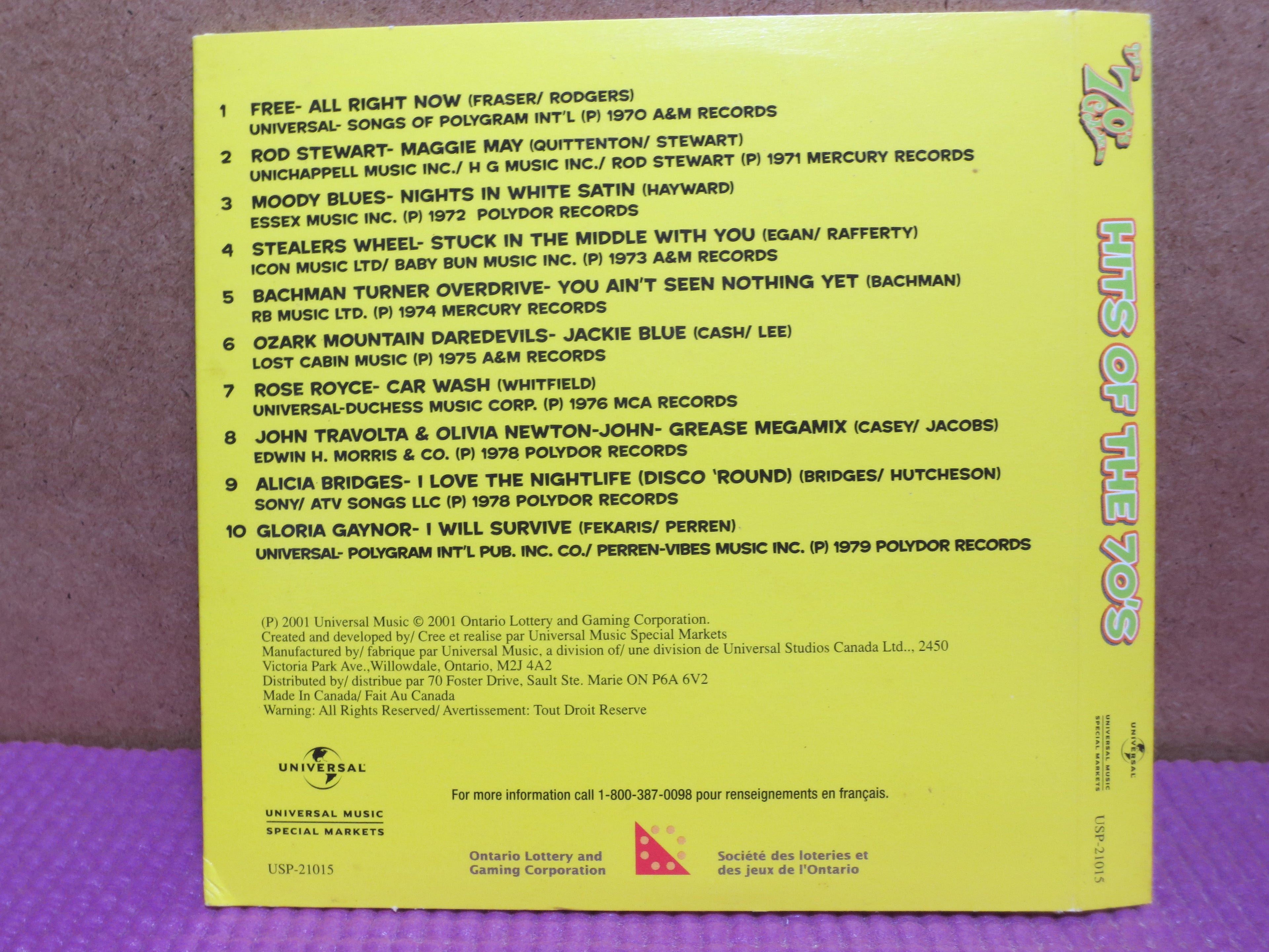 Vintage '70s Hits CD: Classic Rock, Pop, BTO, Rod Stewart