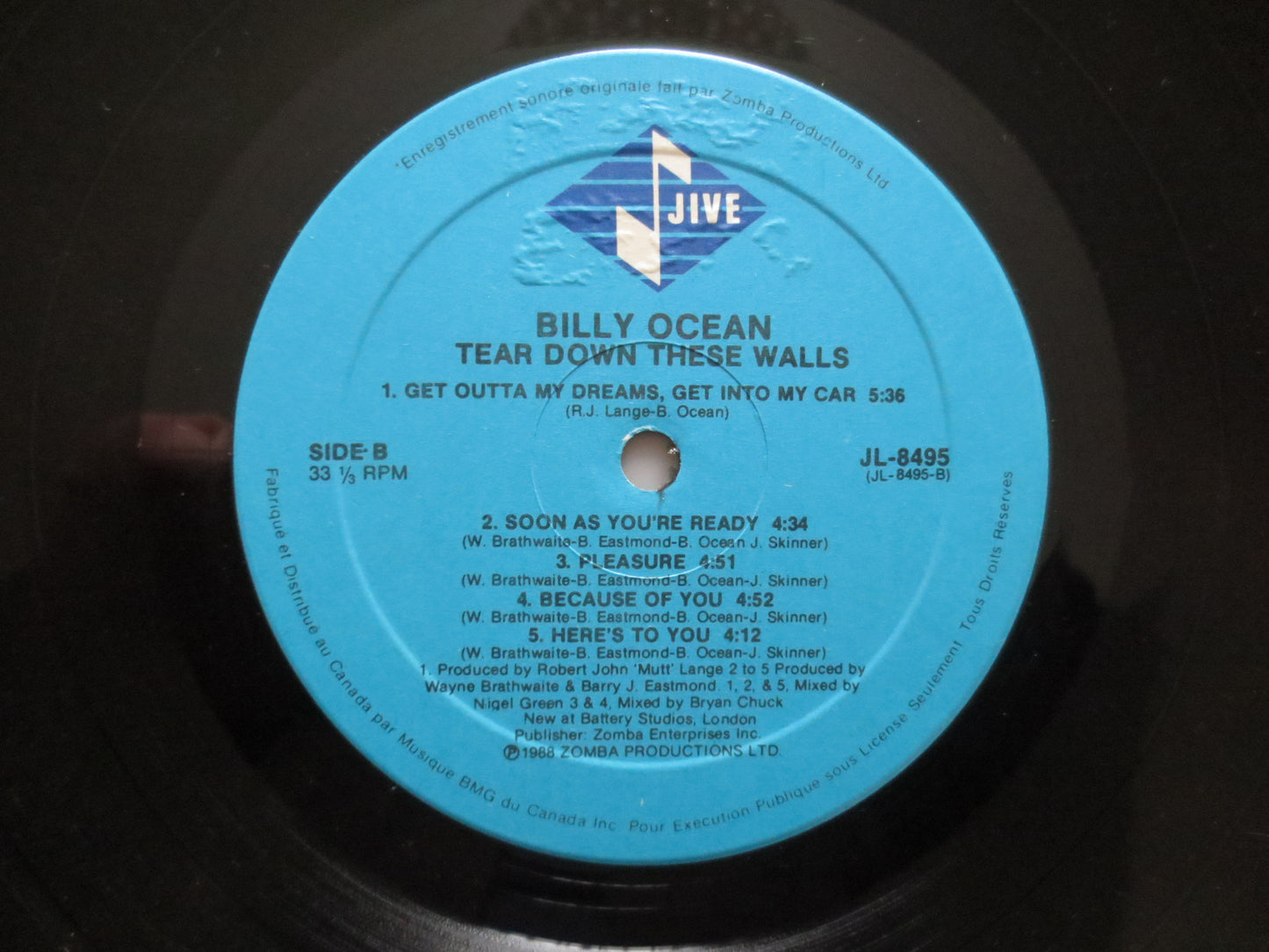 BILLY OCEAN, Tear Down These Walls, Billy Ocean Album, Vintage Vinyl, Billy Ocean Record, Billy Ocean Vinyl, 1988 Records