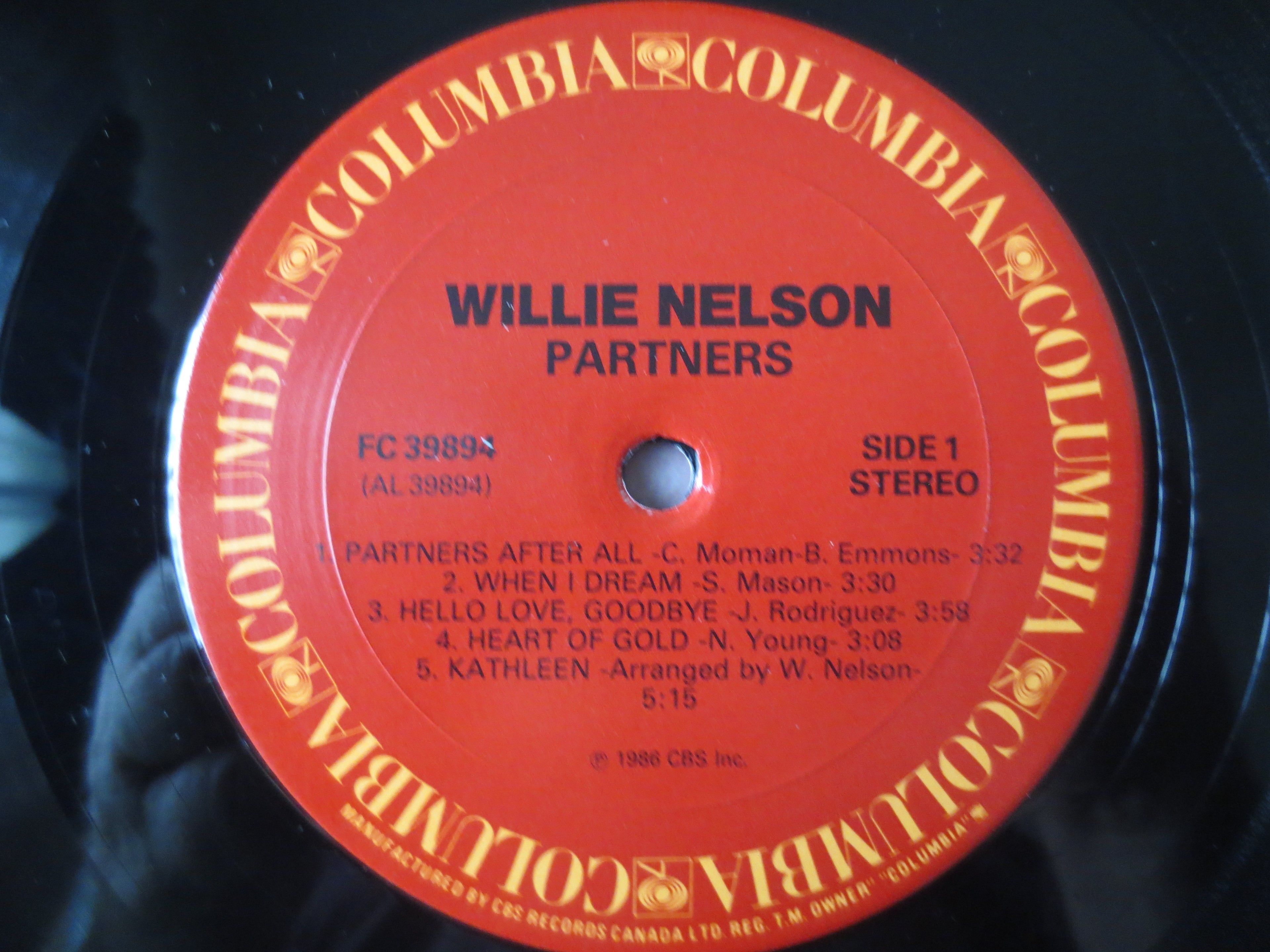 Willie Nelson – Partners (1986) Vinyl LP