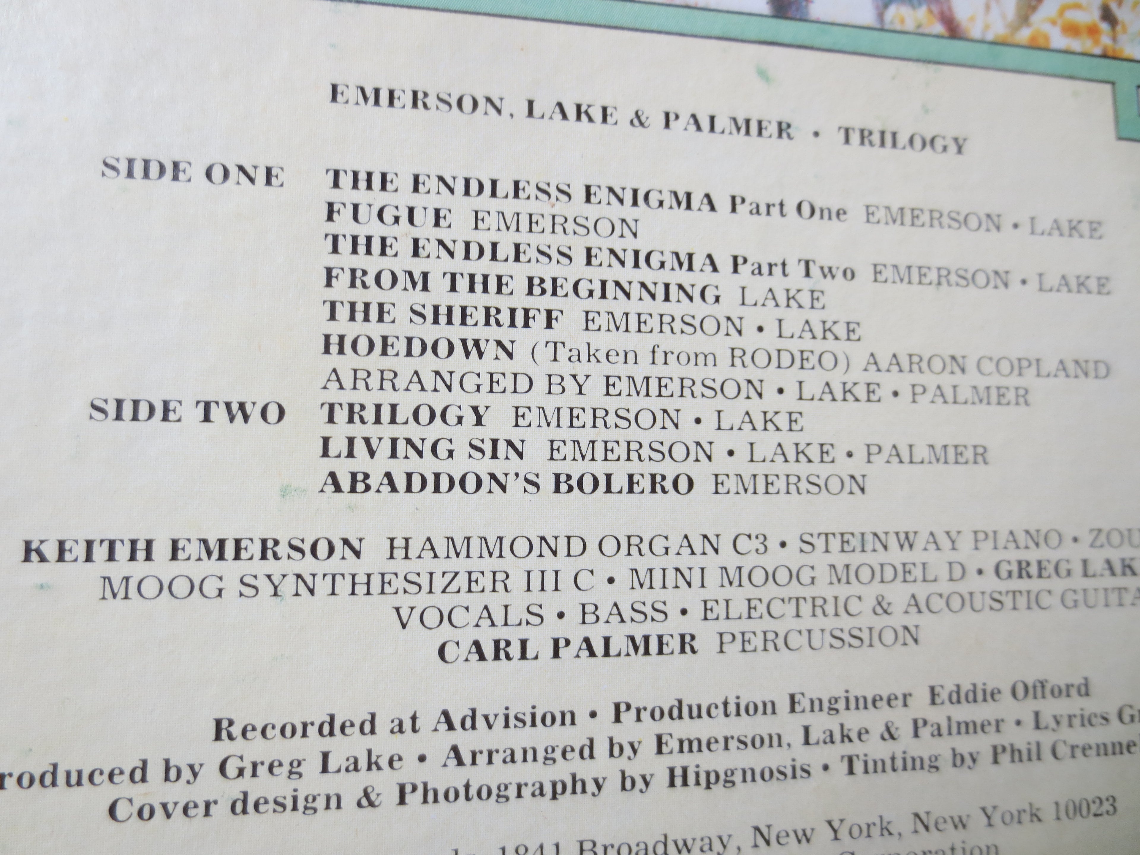 Emerson, Lake & Palmer – Trilogy (1972) Vinyl LP