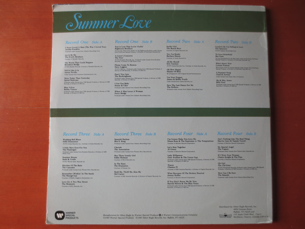 SUMMER LOVE, 45 Original Hits, 4 Records, 1987 Record, Vinyl Lp