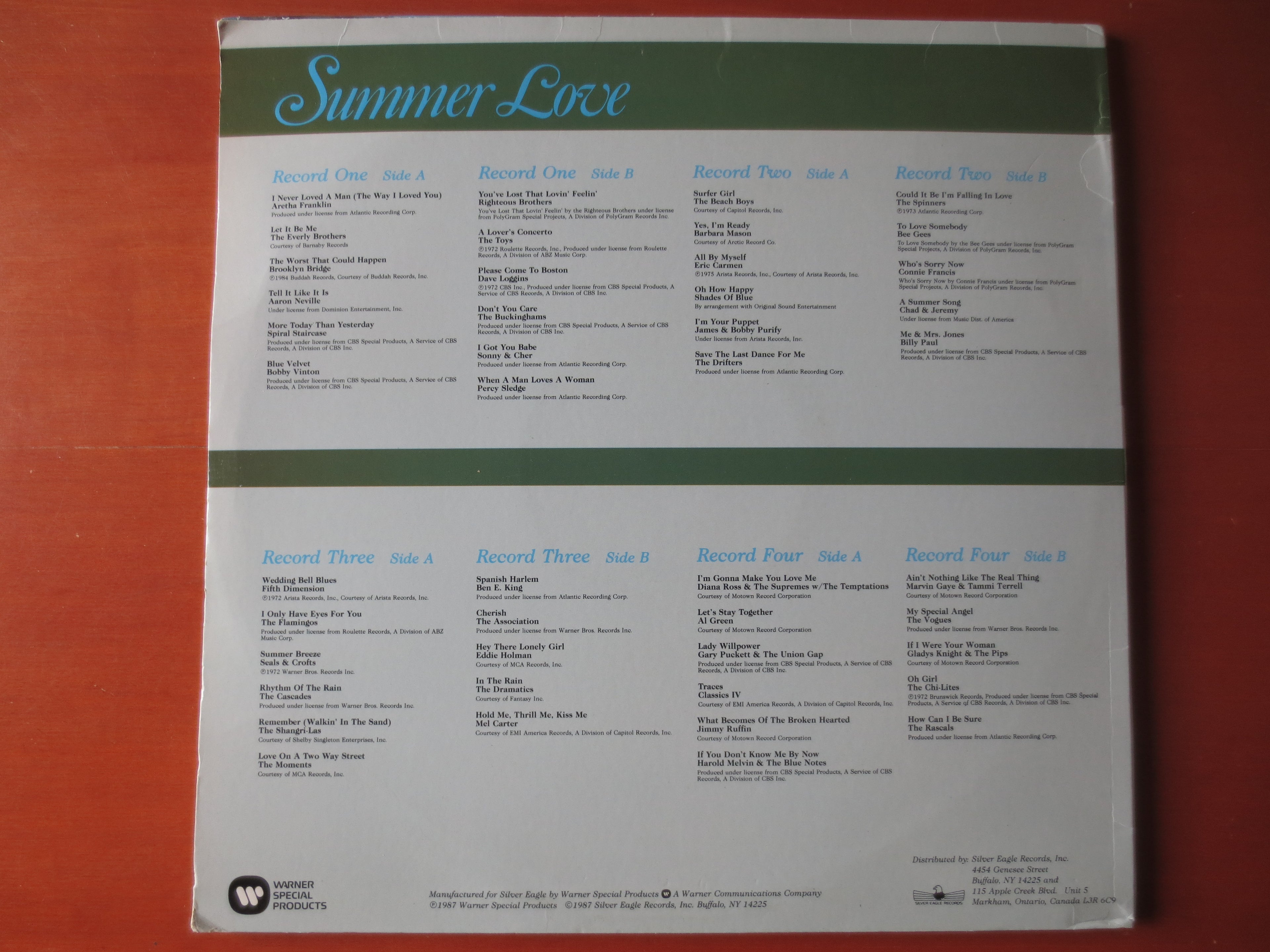 SUMMER LOVE, 45 Original Hits, 4 Records, 1987 Record, Vinyl Lp