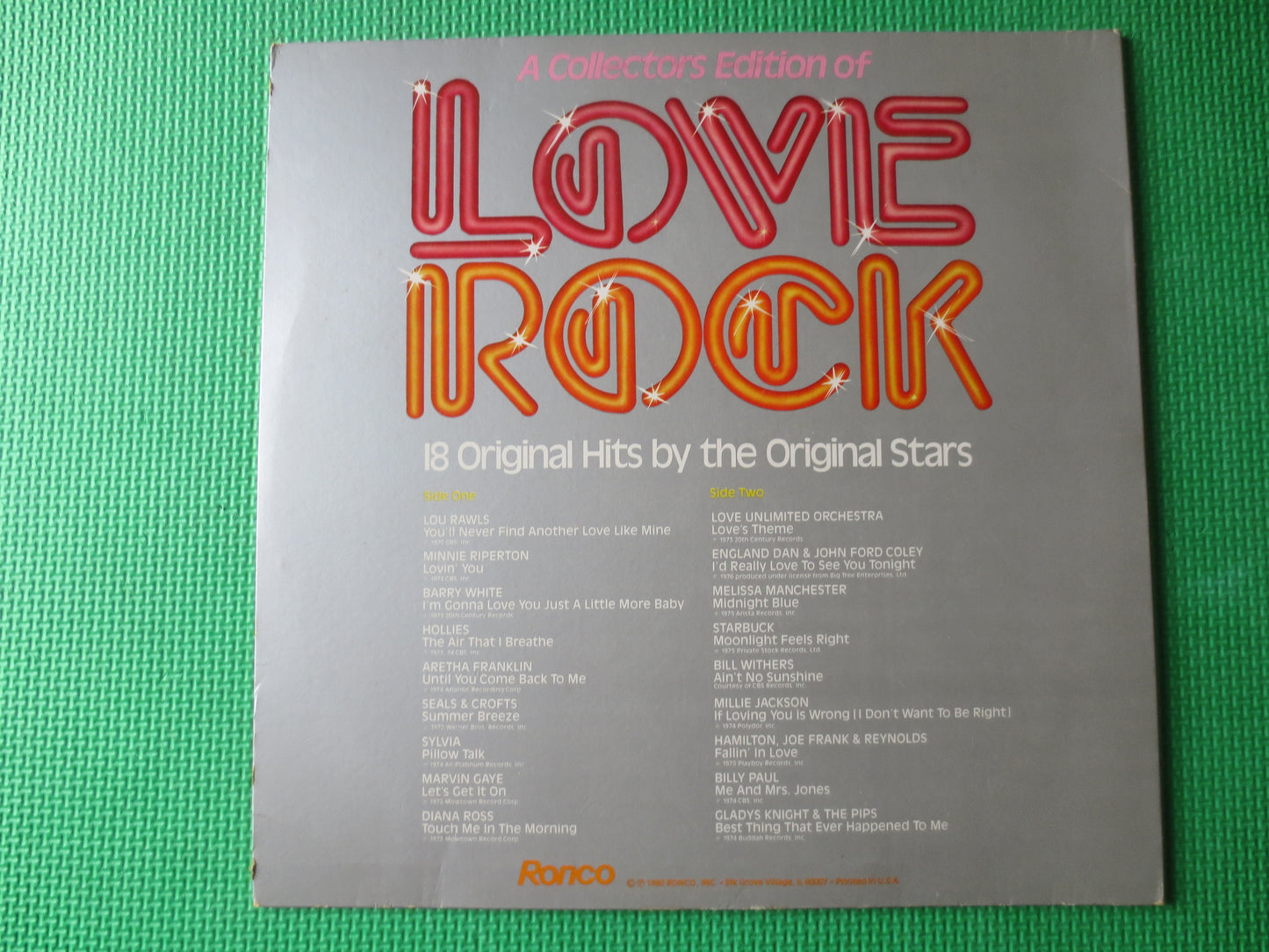 LOVE ROCK, RONCO Records, Greatest Hits Record, Marvin Gaye Album, Lou Rawls Lp, Diana Ross Album, Vintage Lp, 1980 Records