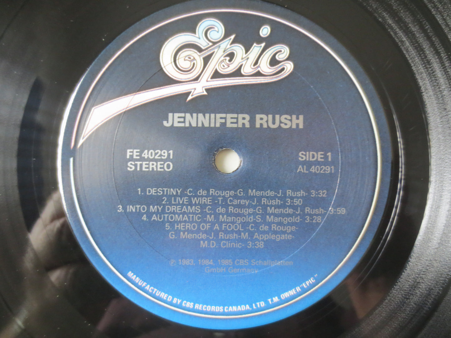 JENNIFER RUSH, FIRST Record, Debut Record, Jennifer Rush Record, Pop Records, Jennifer Rush Lp, Vinyl Records, 1985 Records