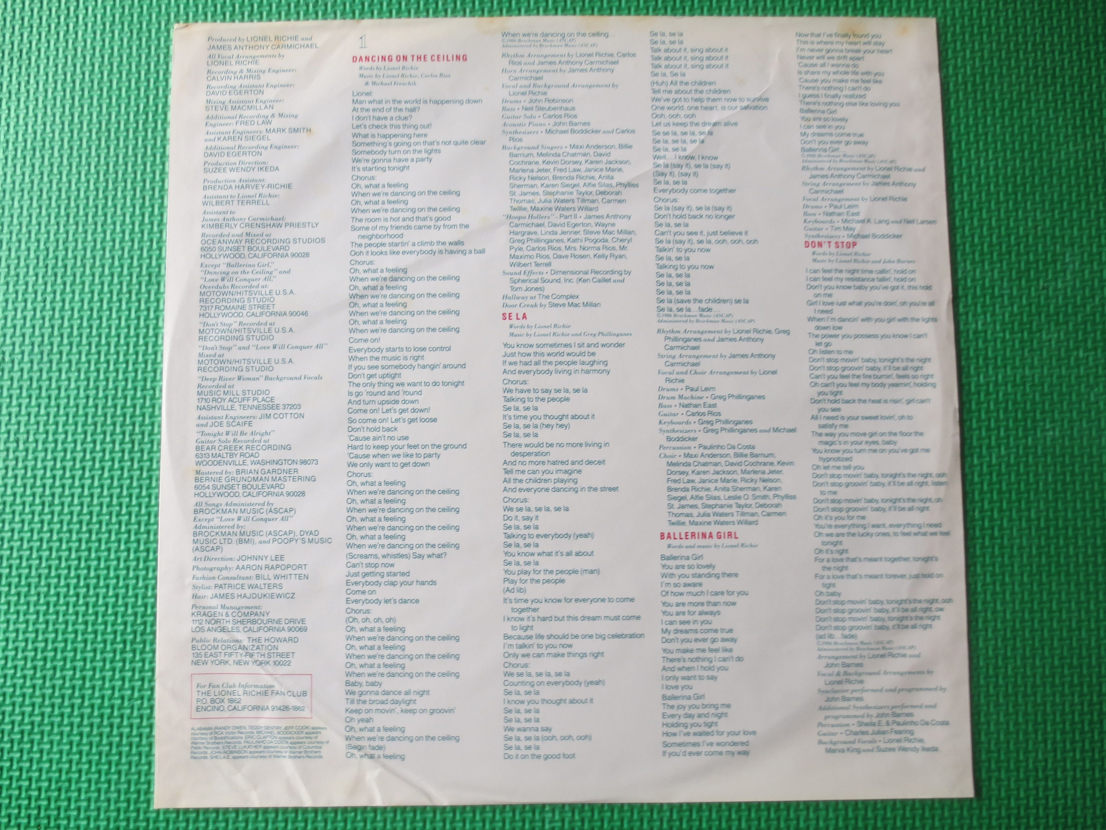 Lionel Richie – Dancing on the Ceiling (1986) Vinyl LP