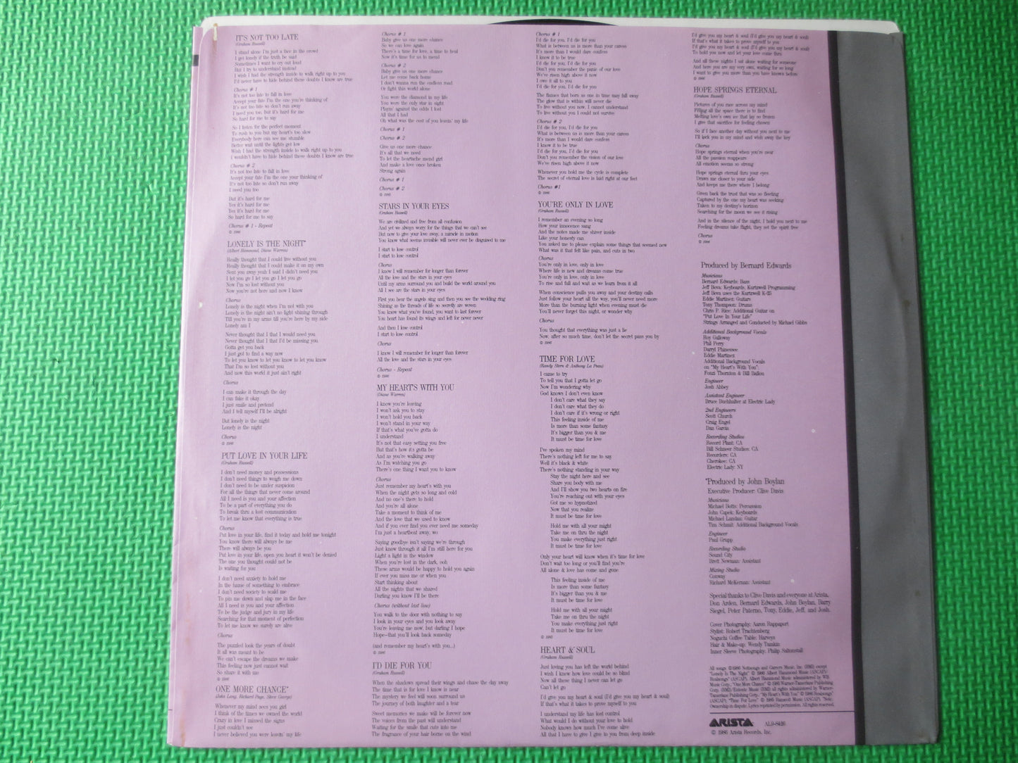 AIR SUPPLY, HEARTS in Motion, Air Supply Albums, Air Supply Vinyl, Air Supply Lp, Vintage Vinyl, lps, 1986 Records