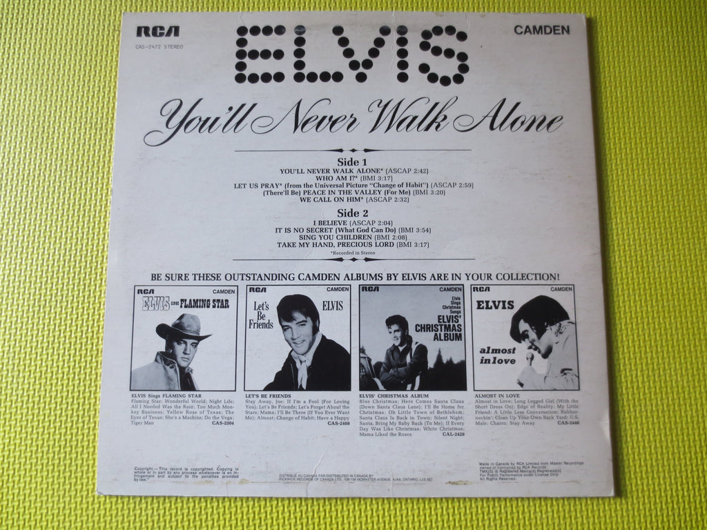 Elvis Presley – You'll Never Walk Alone (1971) Vinyl LP