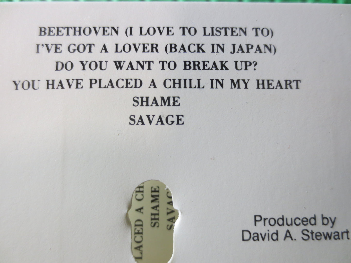 The EURYTHMICS Tape, SAVAGE Tape, The EURYTHMICS Album, Eurythmics Cassette, Rock Cassette, Vintage Cassette, 1987 Cassette