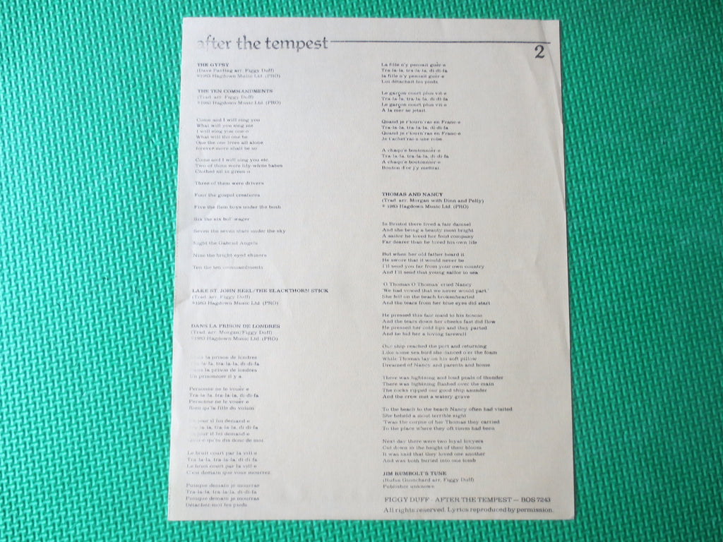 Figgy Duff – After the Tempest (1983) Vinyl LP