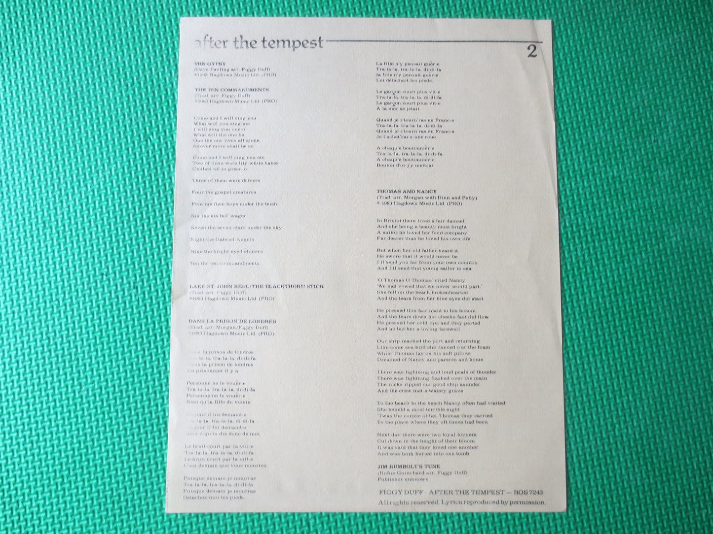 FIGGY DUFF, After the Tempest, FIGGY Duff Records, Figgy Duff Albums, Vintage Vinyl, Vinyl lp, Figgy Duff lps, 1983 Records