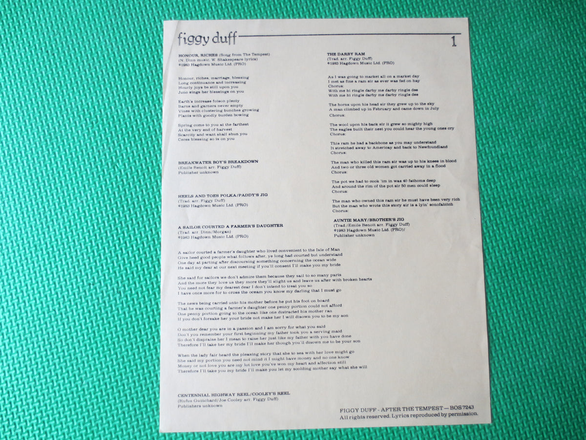 Figgy Duff – After the Tempest (1983) Vinyl LP