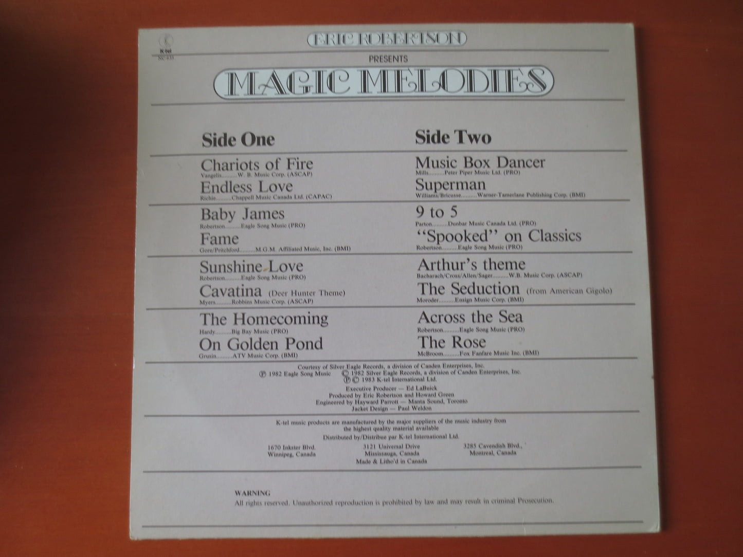 ERIC ROBERTSON, MAGIC Melodies, K-Tel Records, Jazz Record, Vintage Vinyl, Record Vinyl, Record, Vinyl Record, 1983 Records