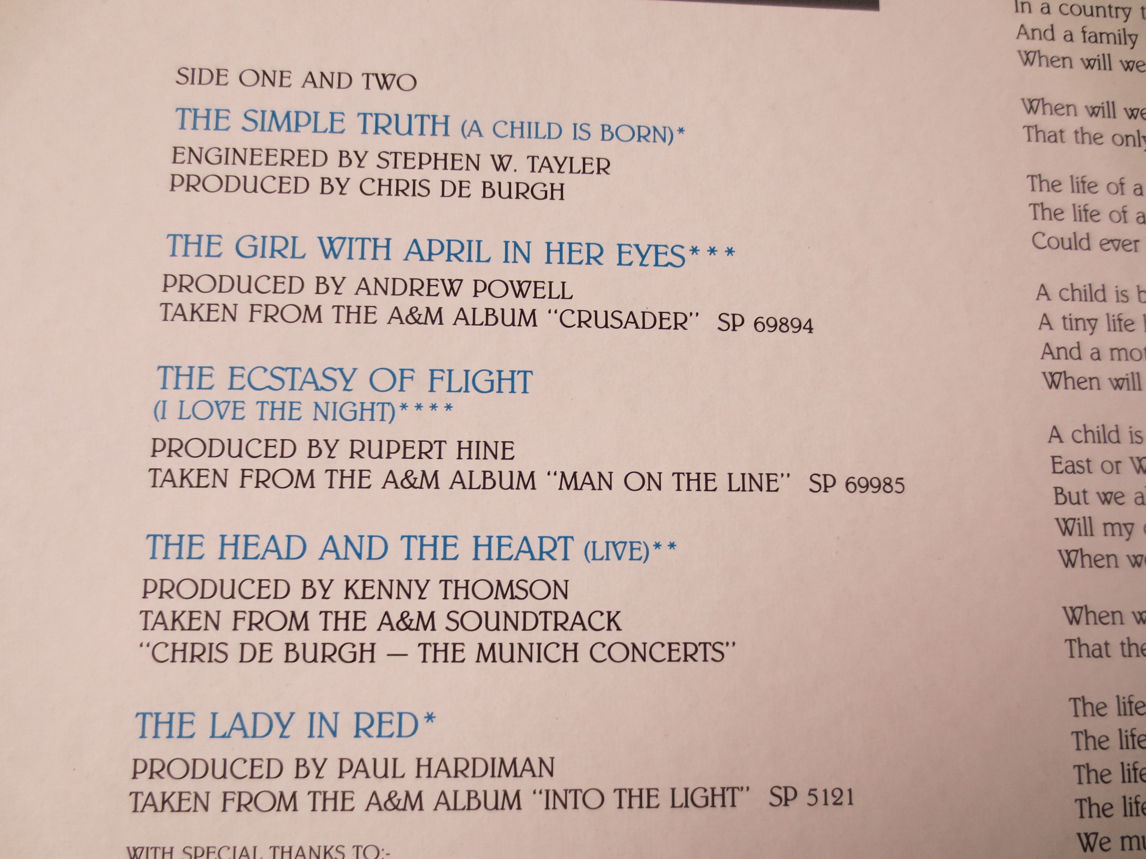 Chris de Burgh – The Simple Truth (1987) Vinyl LP