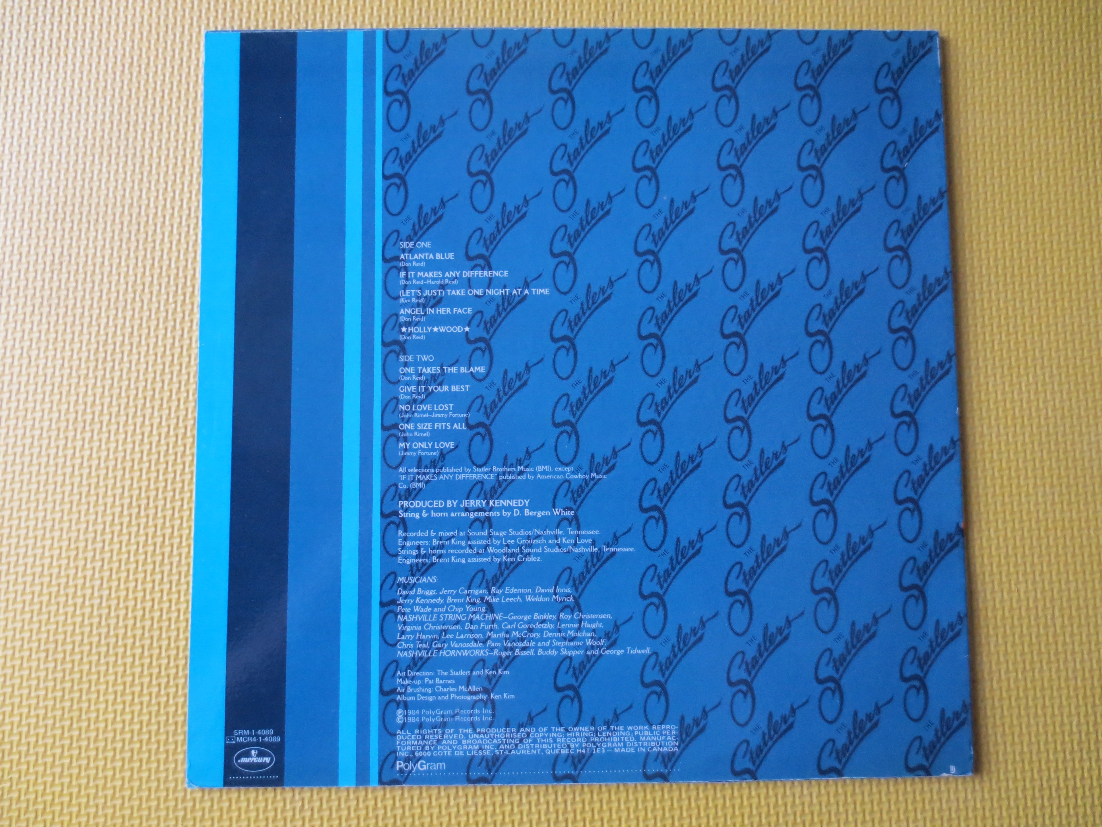 The STATLER BROTHERS, Atlanta Blue, Vintage Album, 1984 Record, Vinyl Lp