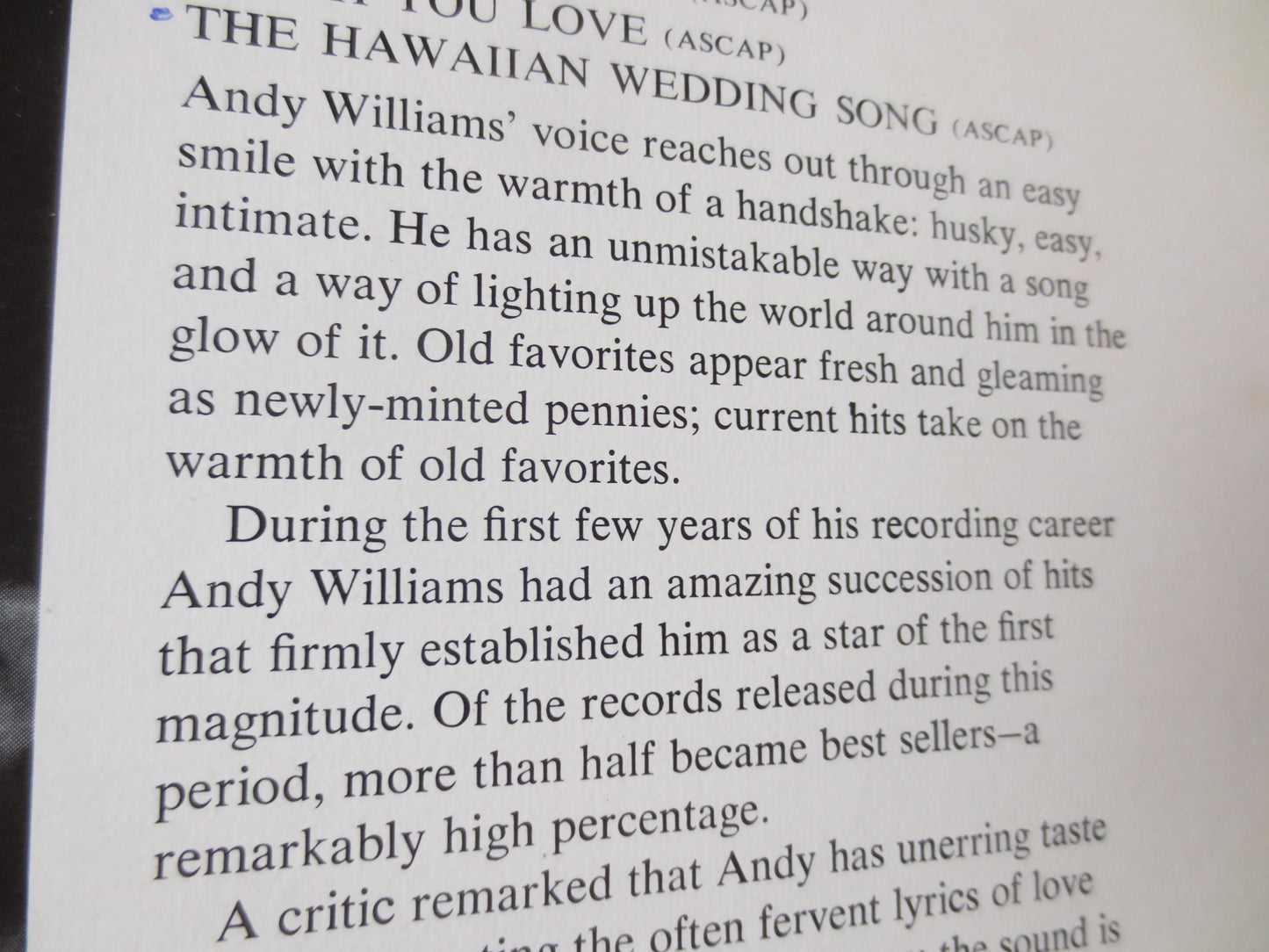 ANDY WILLIAMS, Andy Williams Albums, Andy Williams Vinyl, Vintage Vinyl, Andy Williams lps, Jazz Albums, Lps, 1971 Records