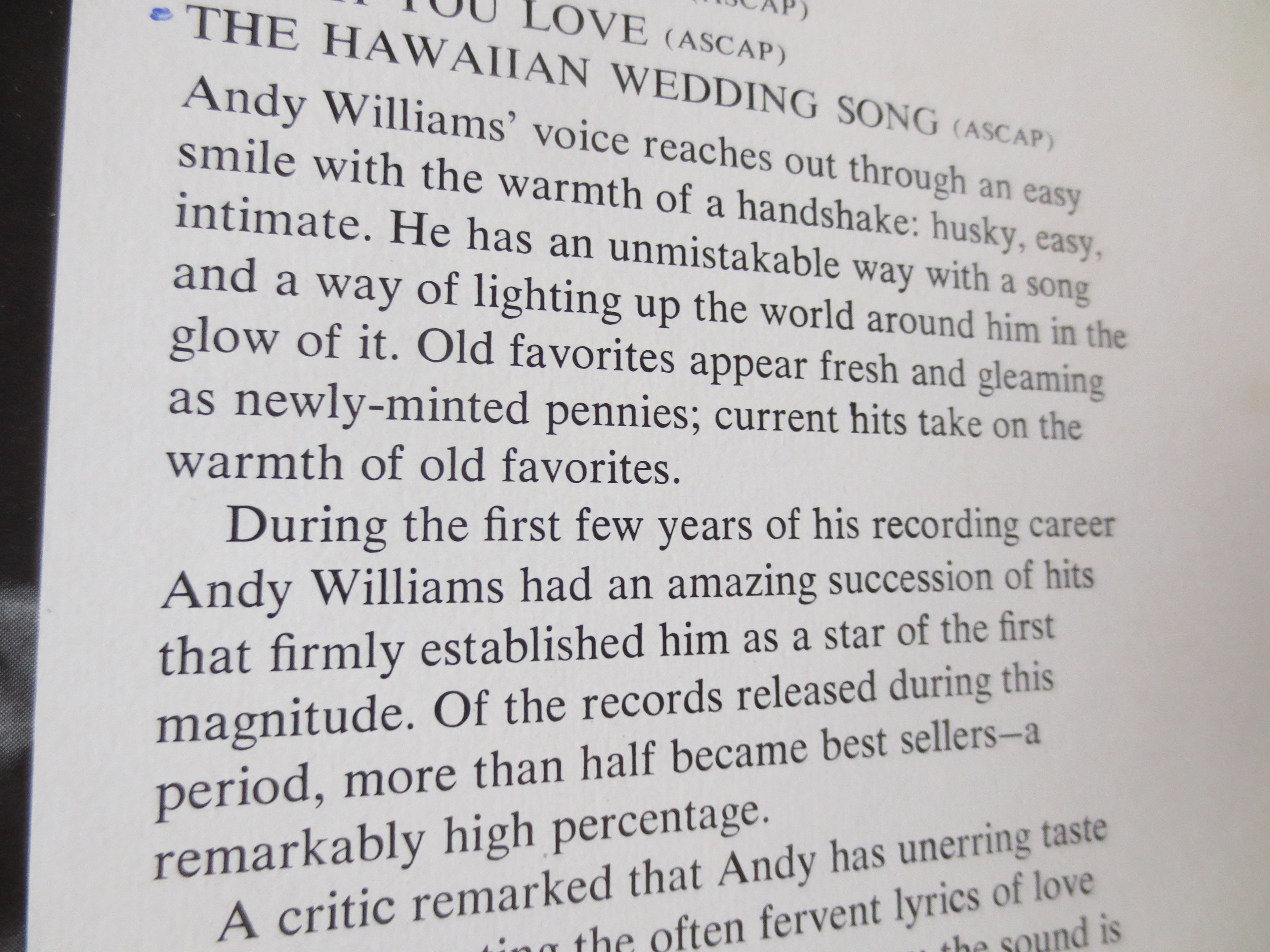 Andy Williams – Andy Williams (1971) [Vinyl LP]