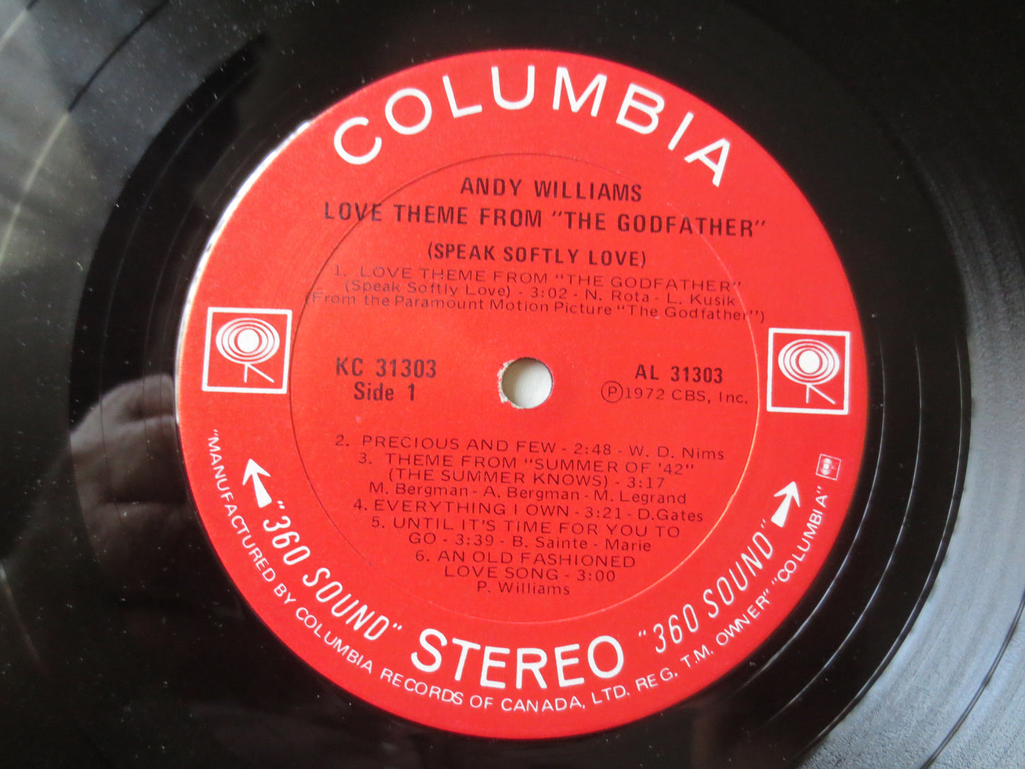 ANDY WILLIAMS, The GODFATHER, Andy Williams Albums, Andy Williams Vinyl, Vintage Vinyl, Jazz Albums, Vinyl Lp, 1972 Records