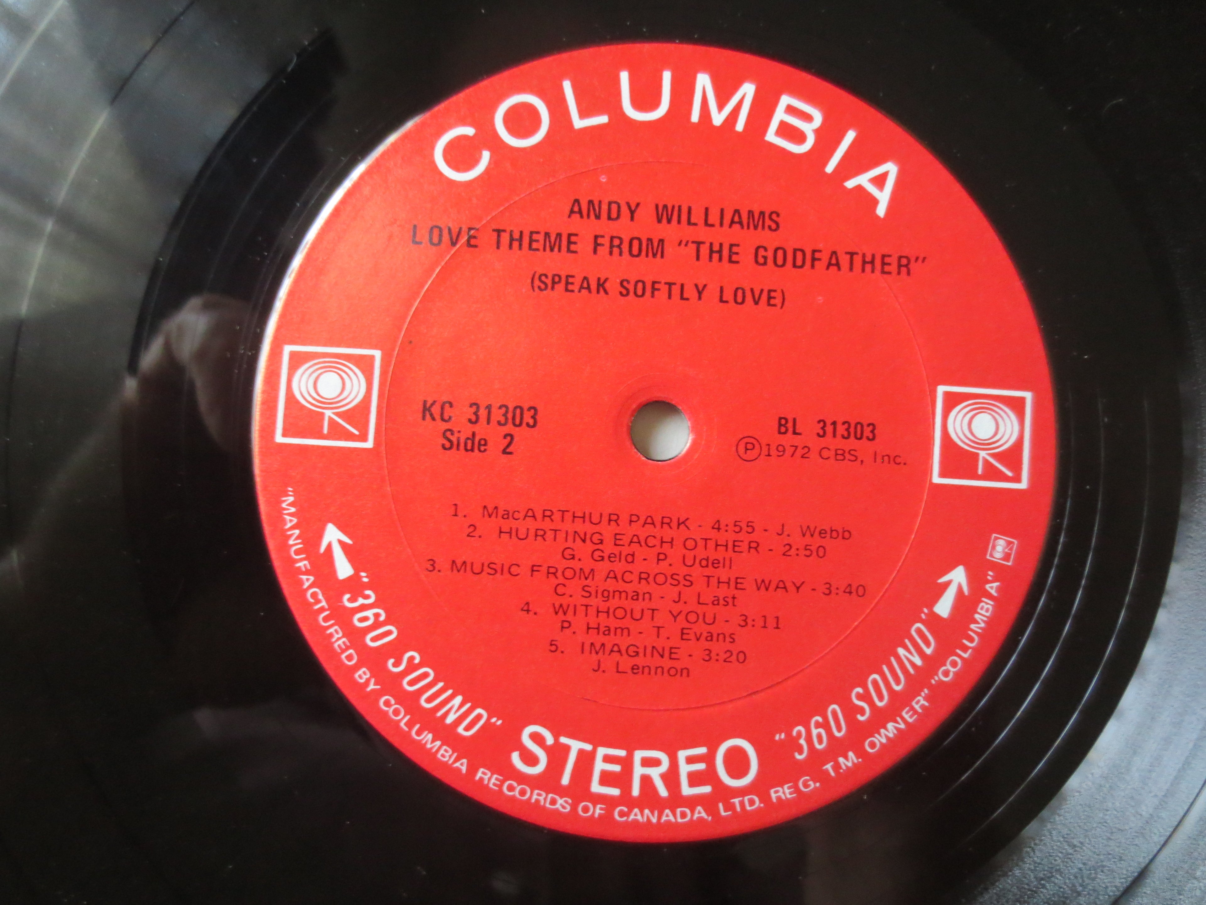 Andy Williams – Love Theme from The Godfather (1972) Vinyl LP