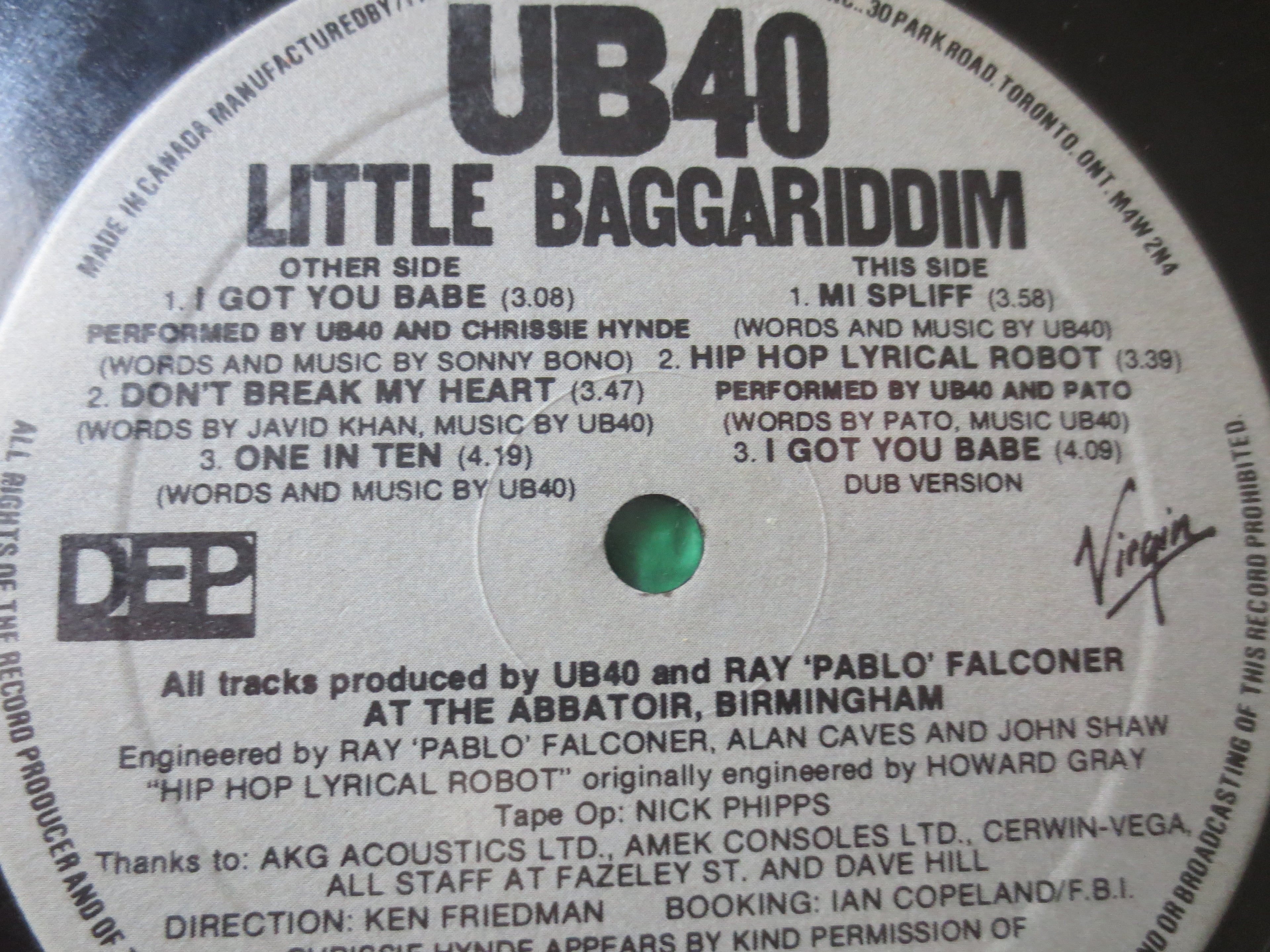 UB40 – Little Baggeriddim (1986) Vinyl EP