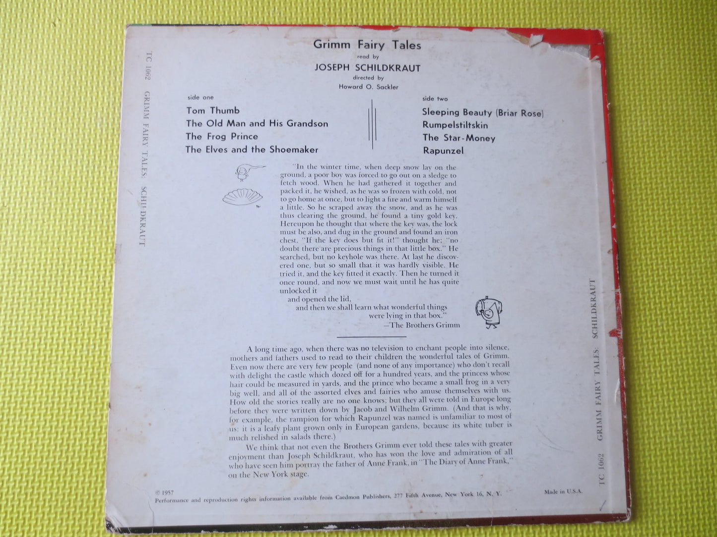 GRIMM FAIRY TALES, Kids Records, Childrens Album, Kids Album, Storybook Lps, Kids Lp, Fairy Tale Album, Lps, 1957 Records