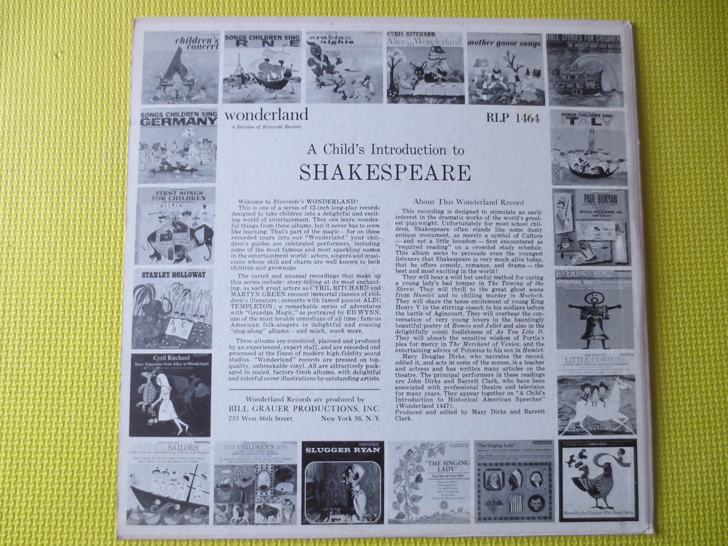 A Child's Introduction to Shakespeare (1961) Vinyl LP