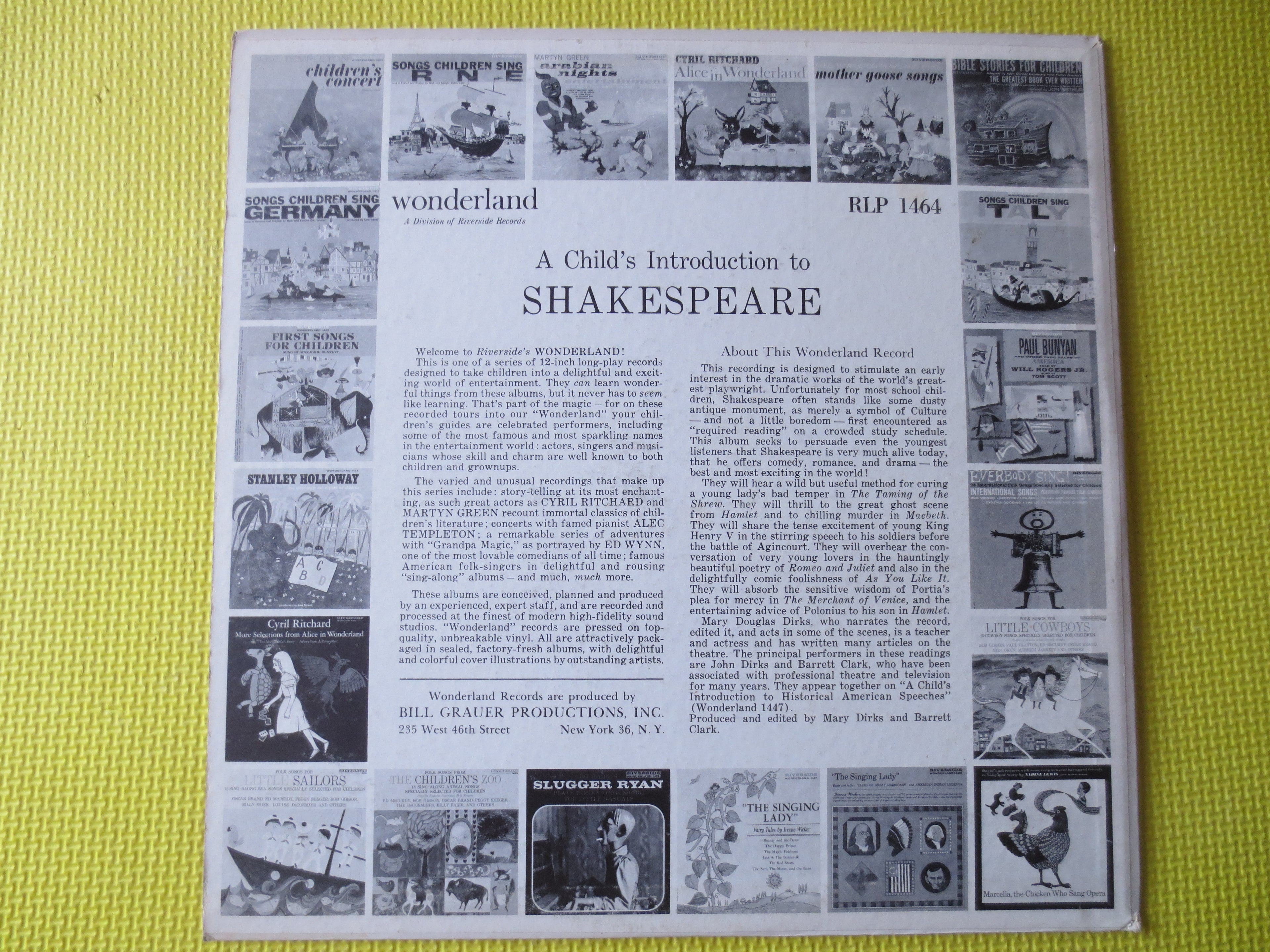 A Child's Introduction to Shakespeare (1961) Vinyl LP