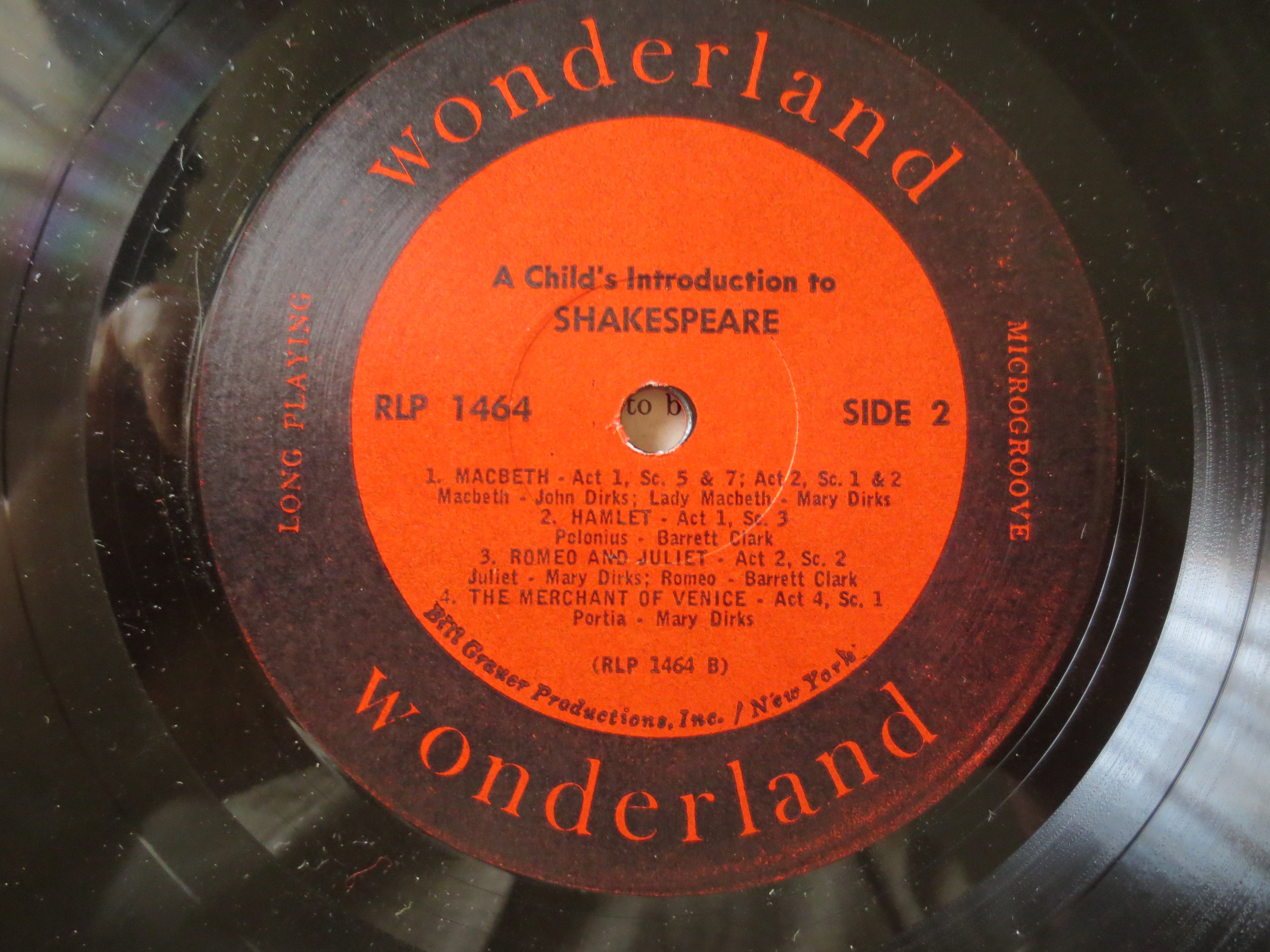 A Child's Introduction to Shakespeare (1961) Vinyl LP