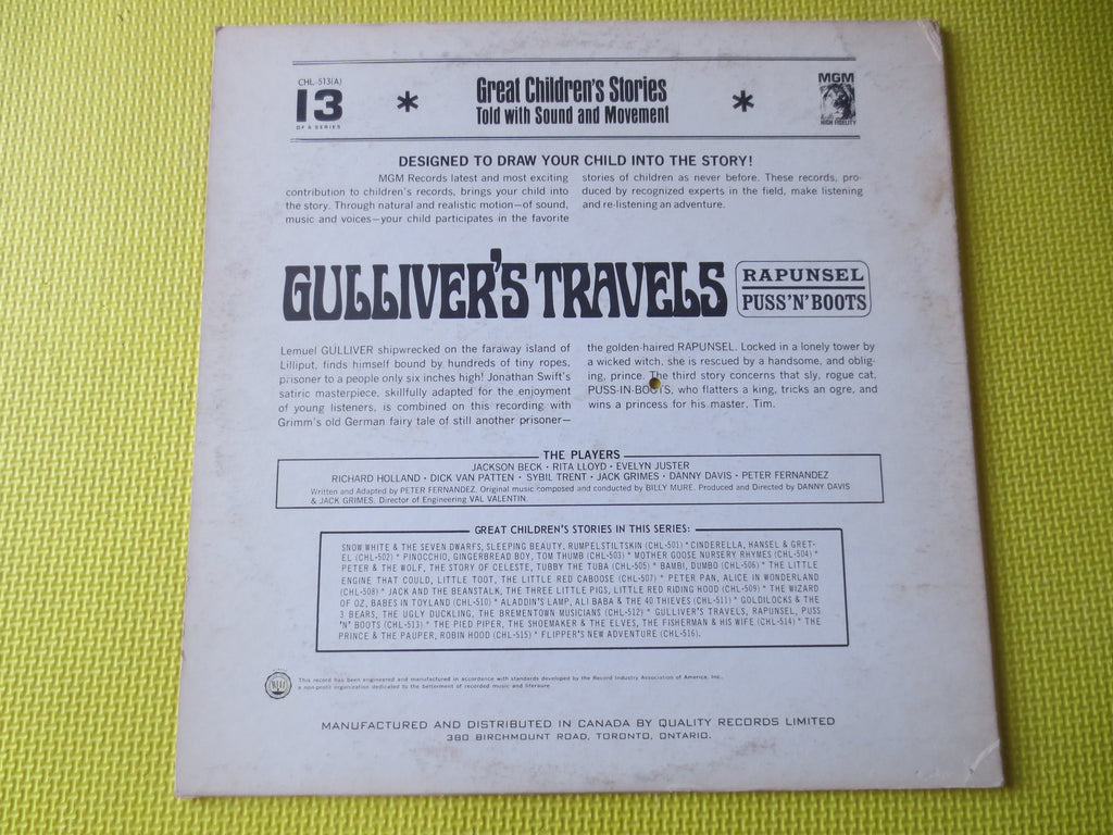 Gulliver's Travels / Rapunzel / Puss 'N' Boots (1962) Vinyl LP