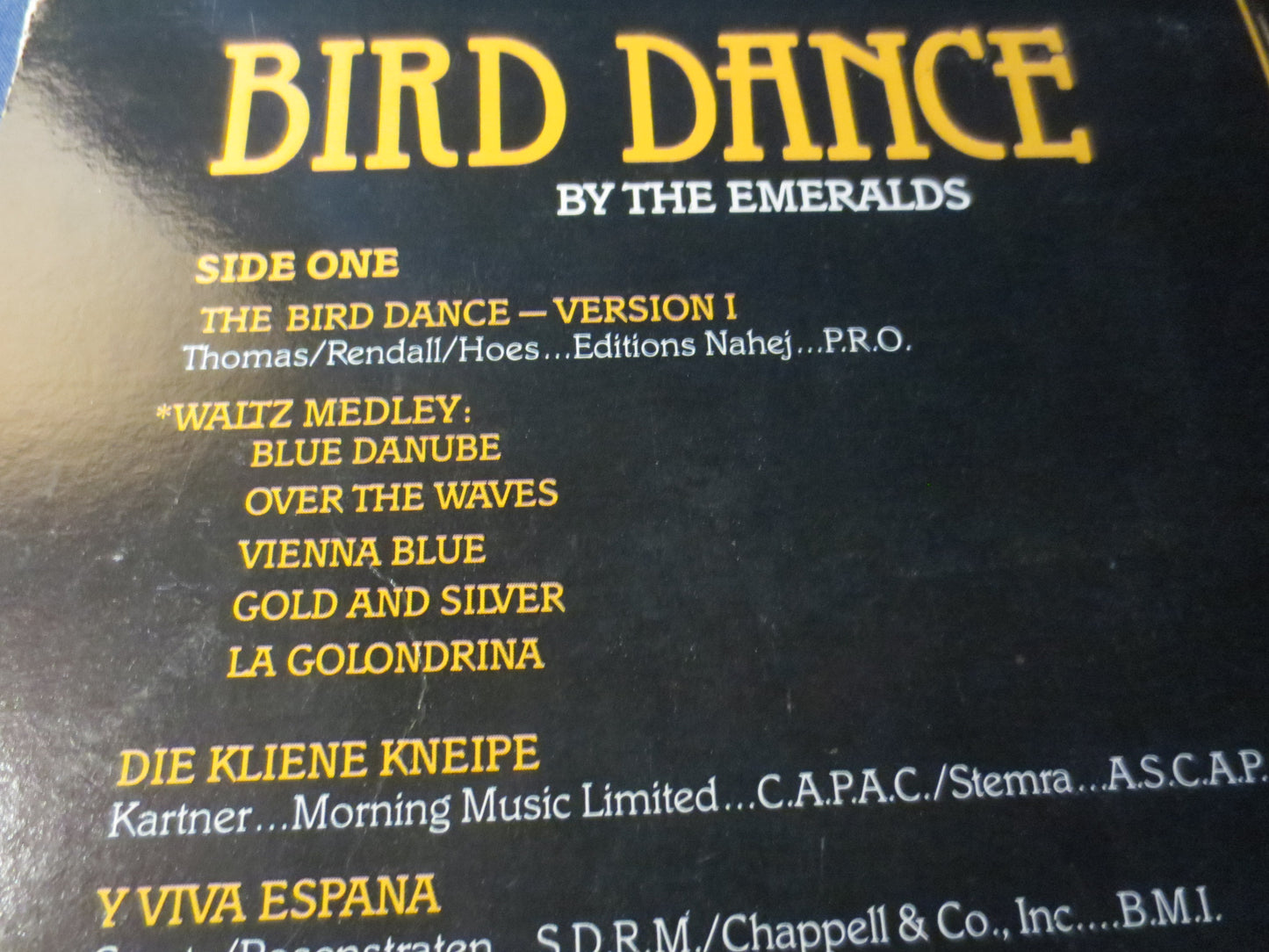 The EMERALDS, BIRD DANCE, K-Tel Records, Vintage Vinyl, Record Vinyl, Polka Records, Vinyl Record, Record, Lp, 1982 Records