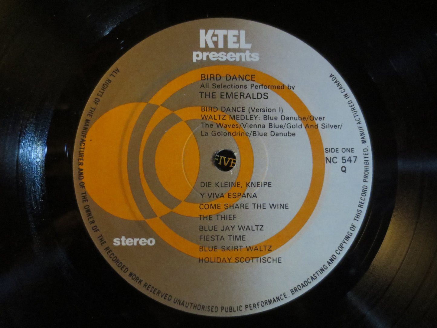 The EMERALDS, BIRD DANCE, K-Tel Records, Vintage Vinyl, Record Vinyl, Polka Records, Vinyl Record, Record, Lp, 1982 Records