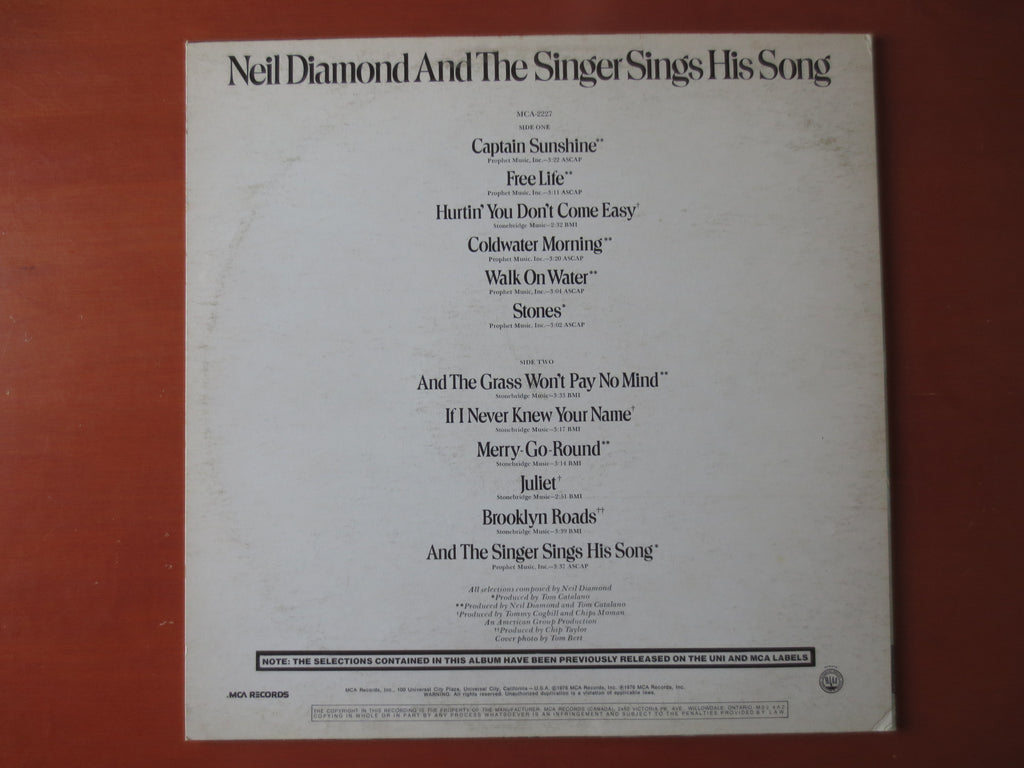 Neil Diamond – And the Singer Sings His Songs (1976) Vinyl LP
