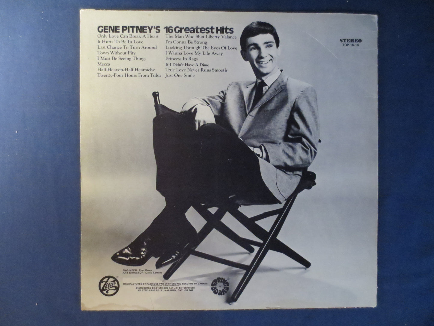 GENE PITNEY, 16 GREATEST Hits, Pop Records, Gene Pitney Record Vinyl, Gene Pitney Album, Gene Pitney Lp,  Lps, 1975 Records