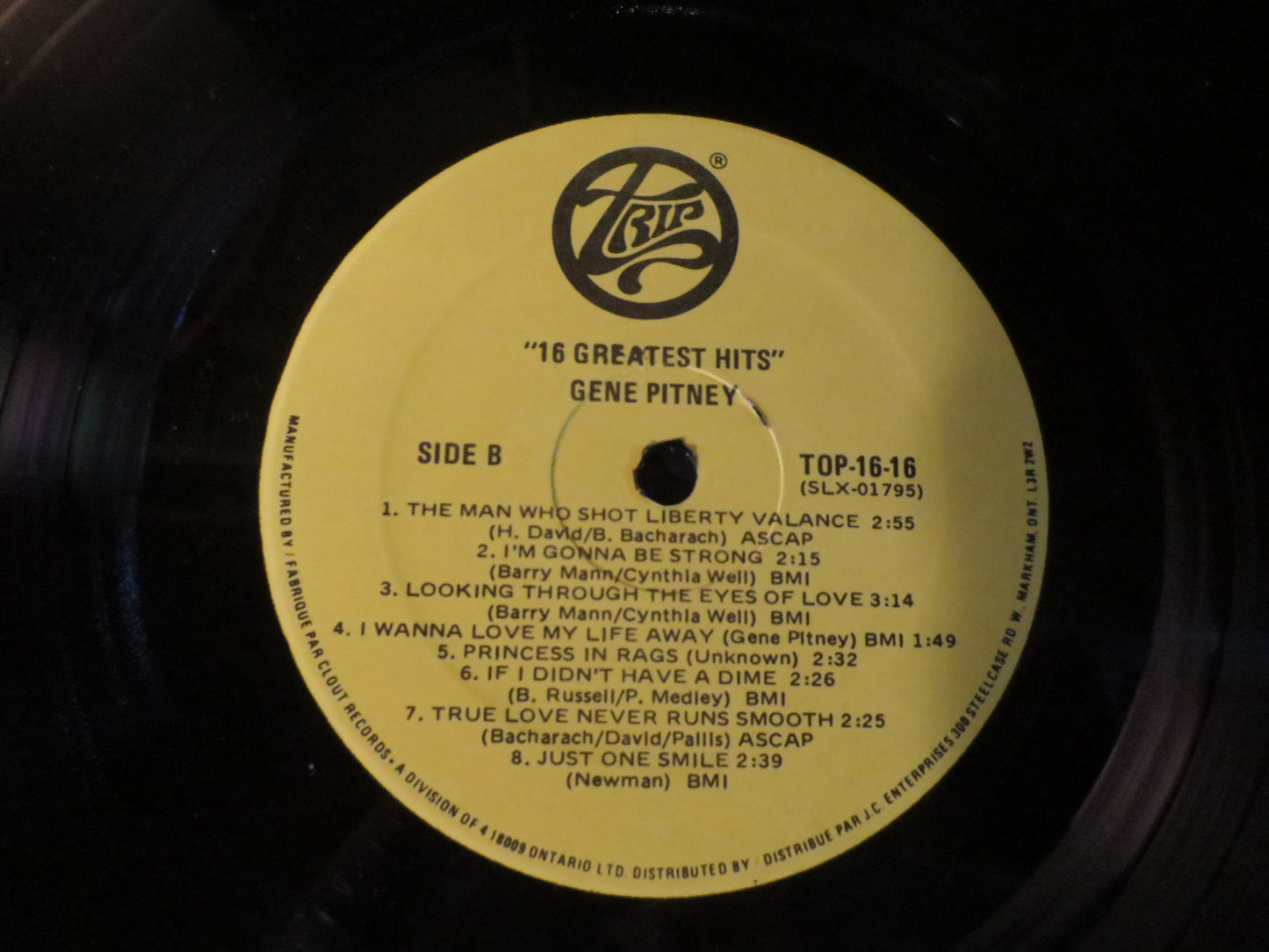 GENE PITNEY, 16 GREATEST Hits, Pop Records, Gene Pitney Record Vinyl, Gene Pitney Album, Gene Pitney Lp,  Lps, 1975 Records