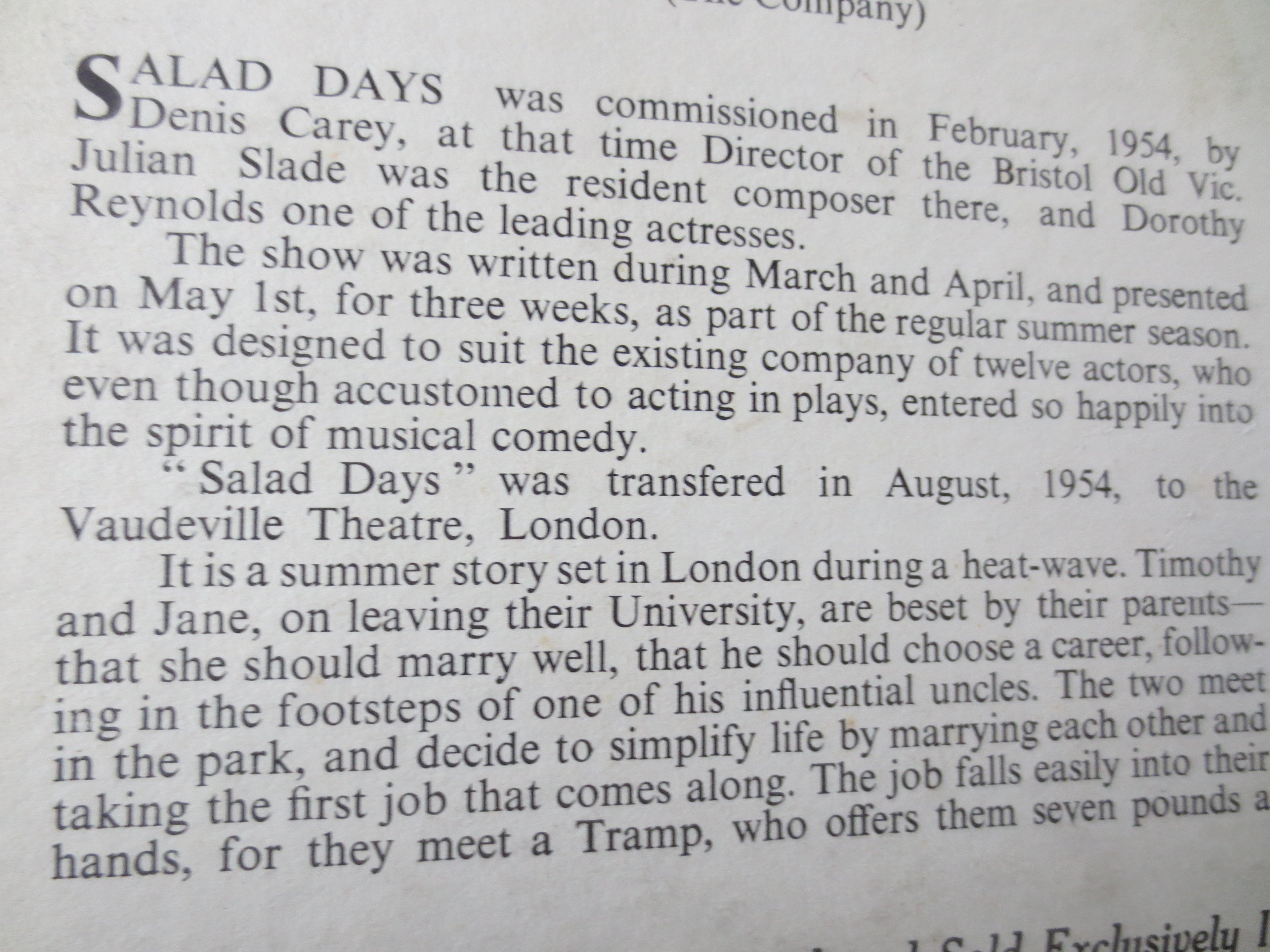 Salad Days – Original Cast Recording (1954) Vinyl LP
