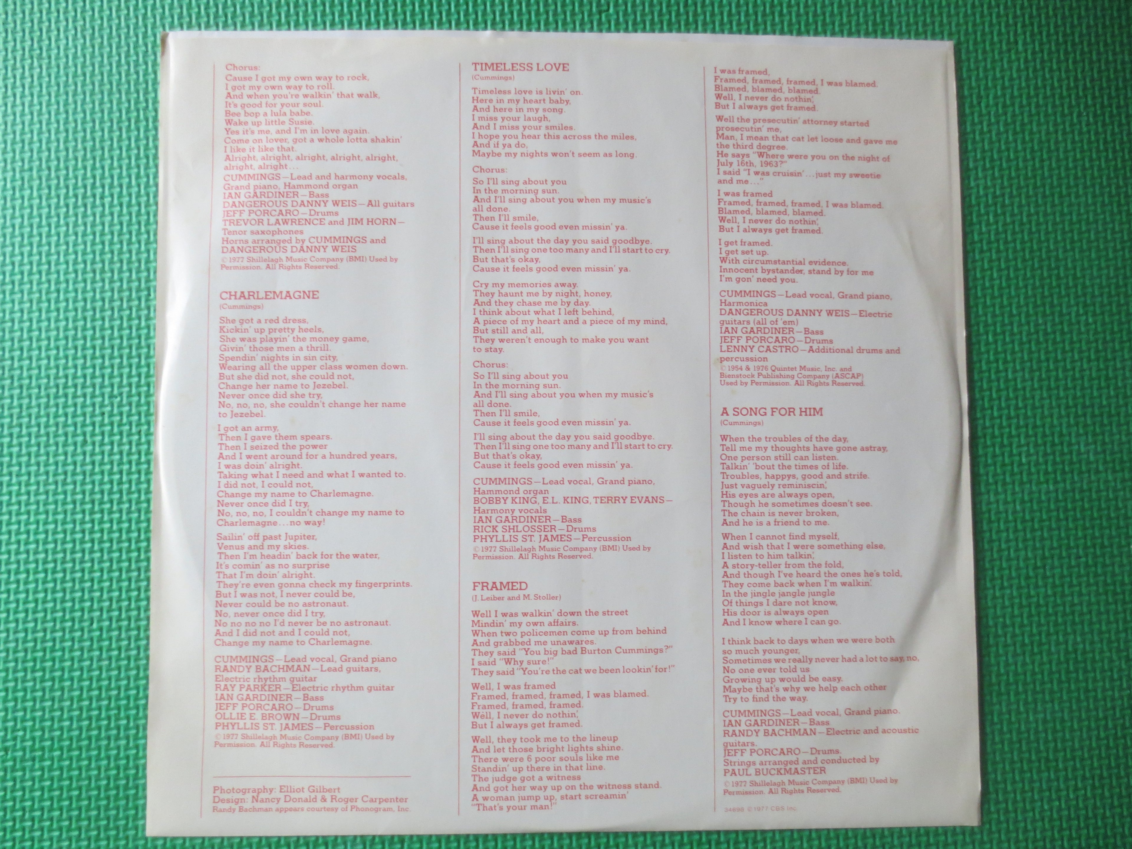 Burton Cummings – My Own Way to Rock (1977) Vinyl LP