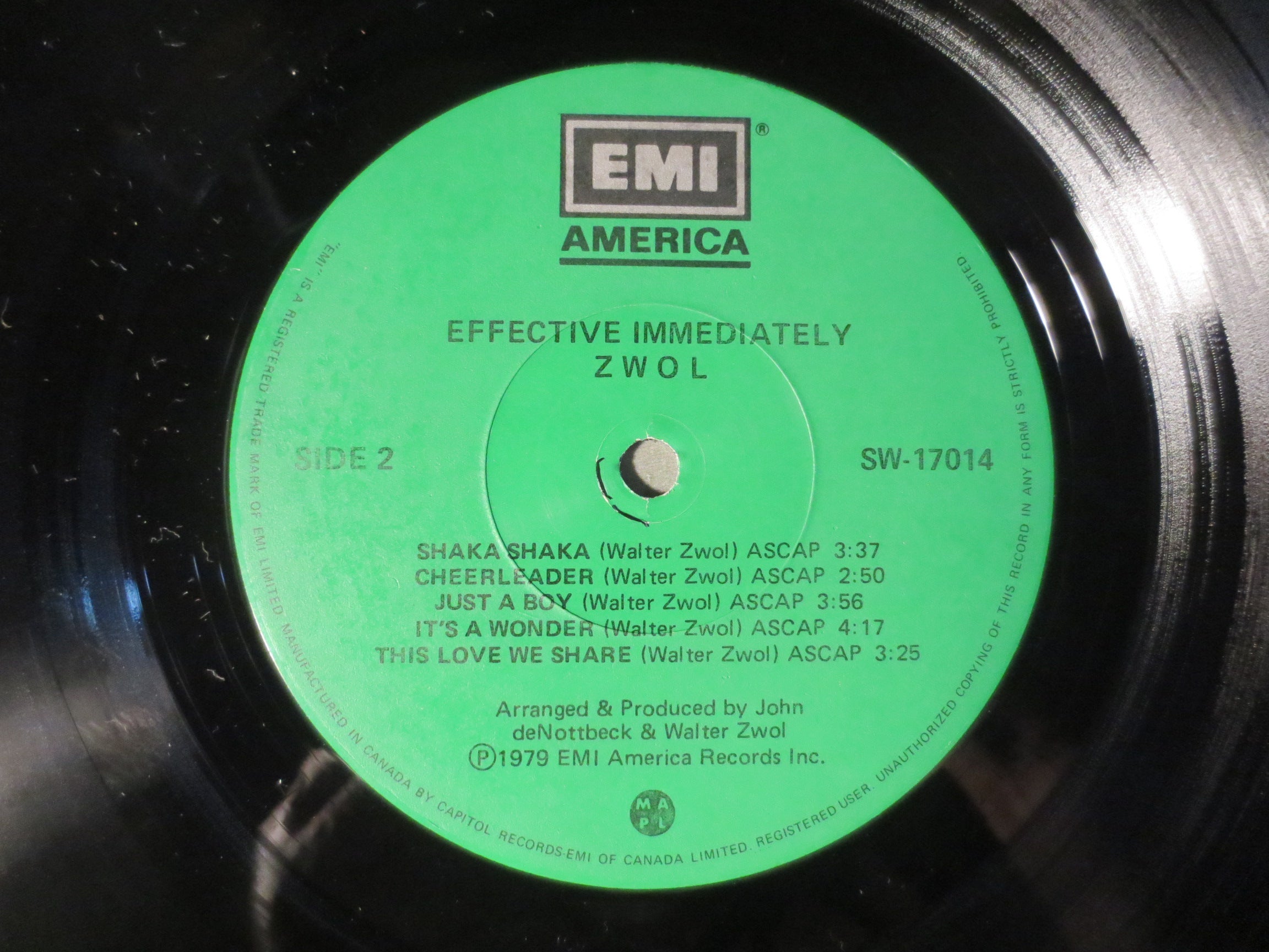 Zwol – Effective Immediately (1979) Vinyl LP