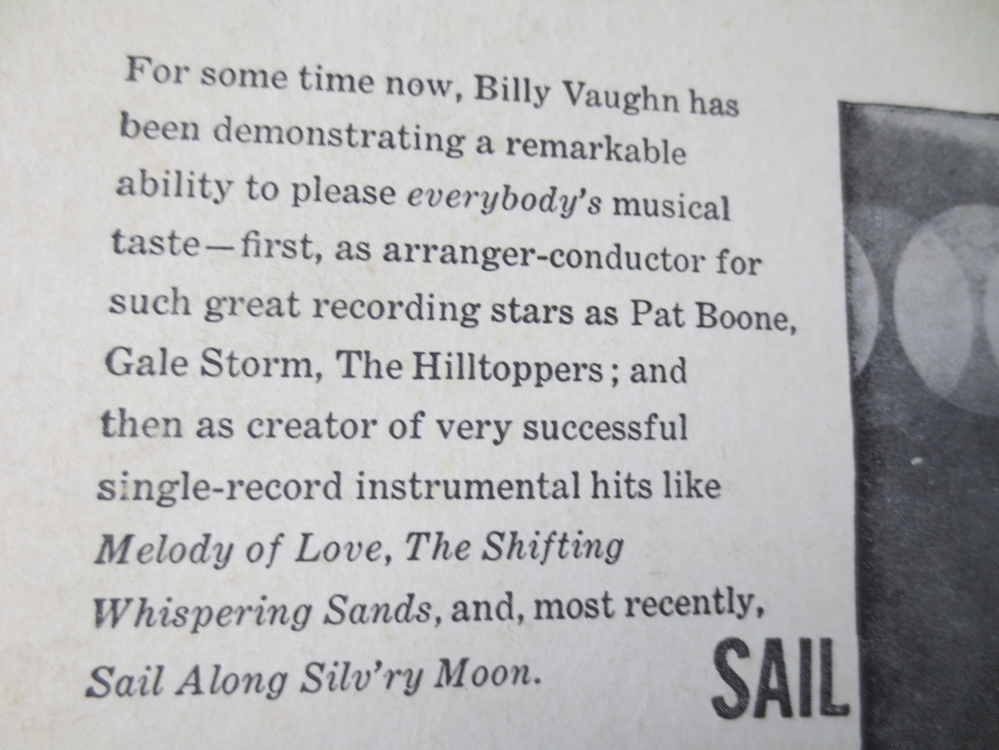 BILLY VAUGHN, SAIL Along, Billy Vaughn Record, Vintage Vinyl, Billy Vaughn Albums, Vinyl Album, Vinyl Lp, lps, 1958 Records